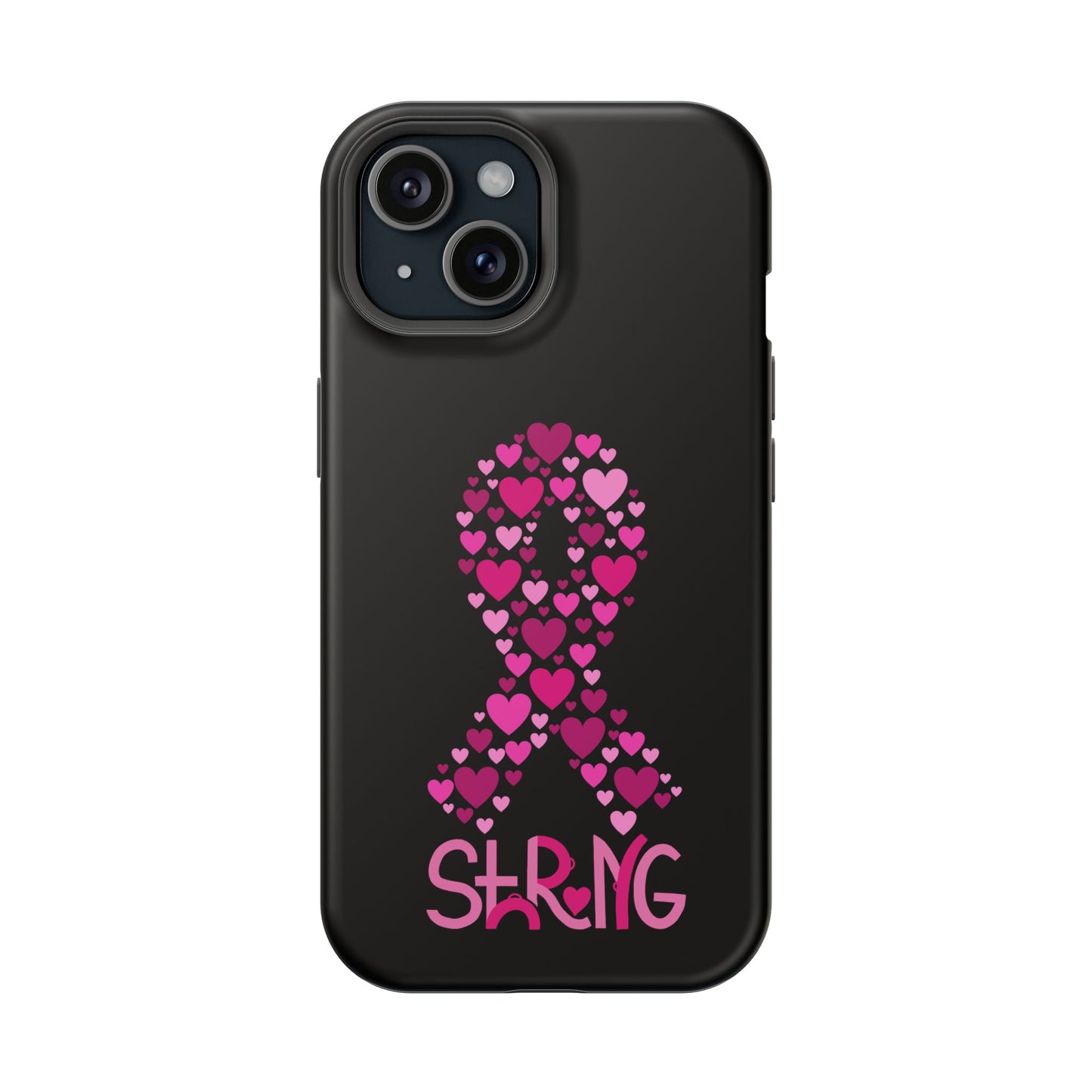 Pink Ribbon Magnetic Phone Case - Strong Heart Design, Cancer Awareness, Gift for Supporters for IPhone