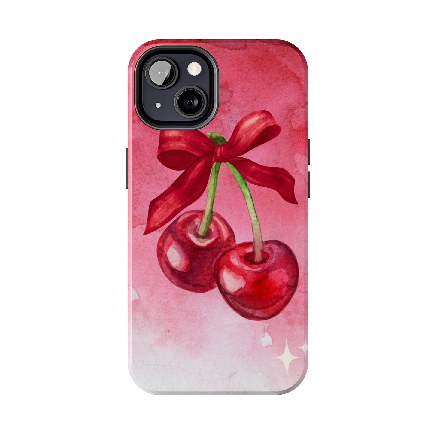 Red Watercolor Cherry and Bow Phone Case