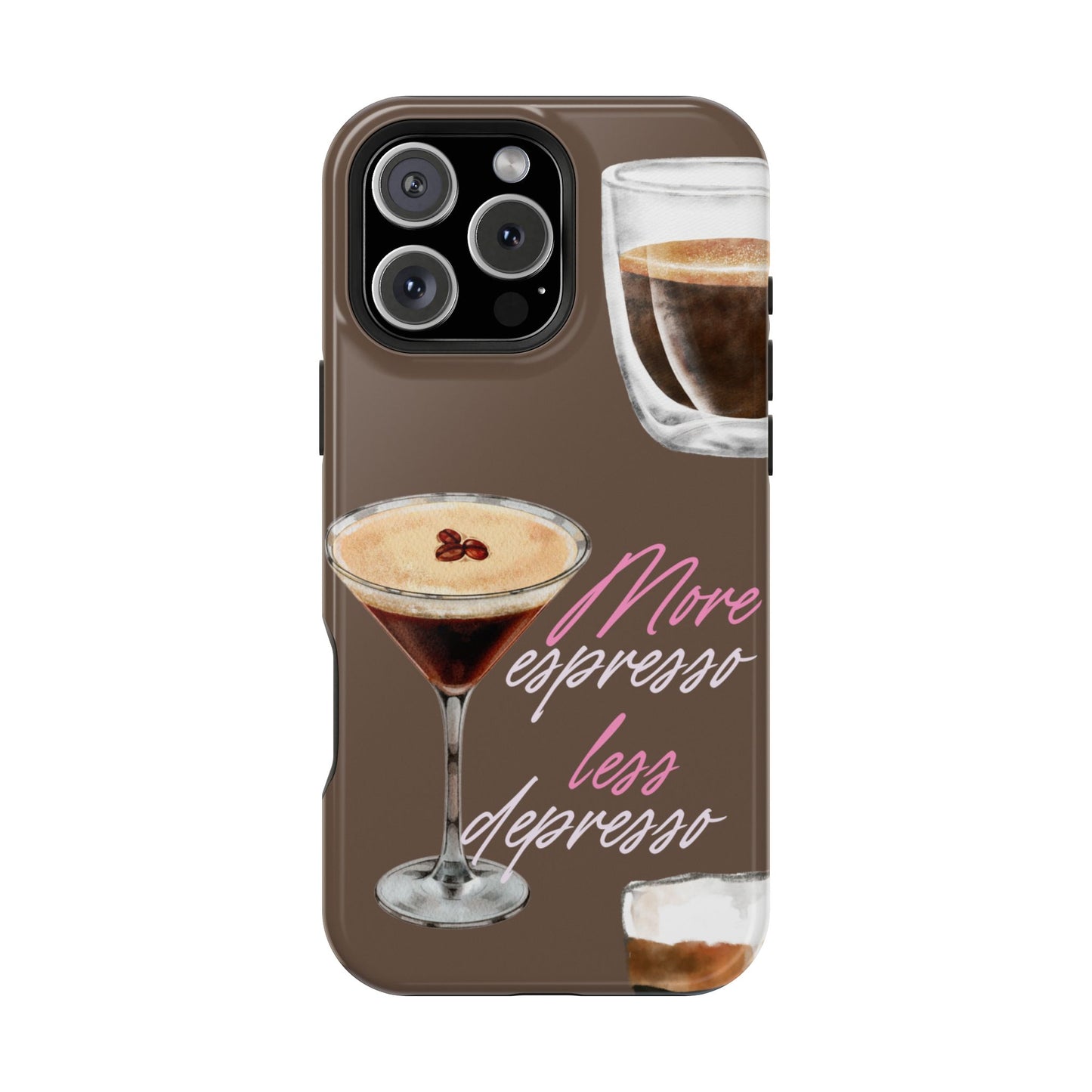 Coffee Quote MAGNETIC Tough Cases, More Espresso Less Depresso Cute Coffee Lover Gifts