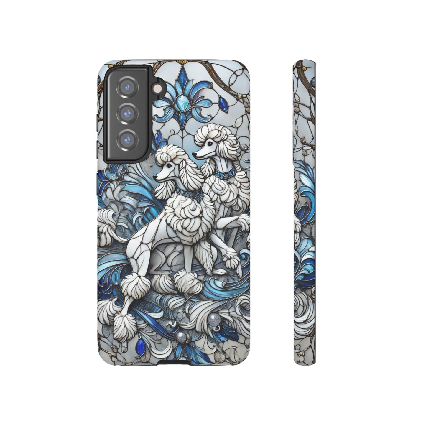 Phone Case - Elegant Blue and White Poodle Art for Samsung Phone