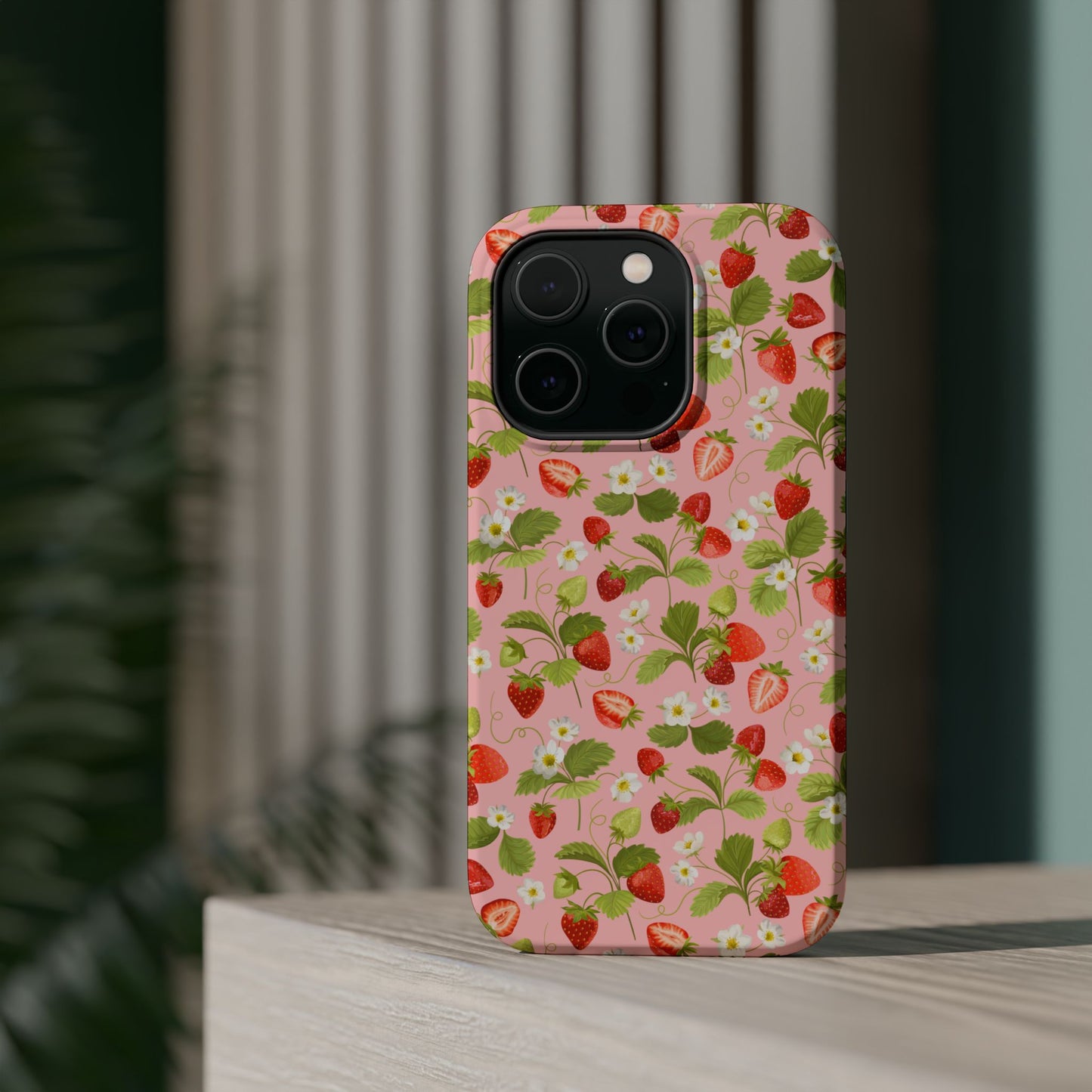 Strawberry Pattern Magnetic Phone Case, Fruit Lover’s Accessory, Cute Gift, Summer Vibe, Phone Protection