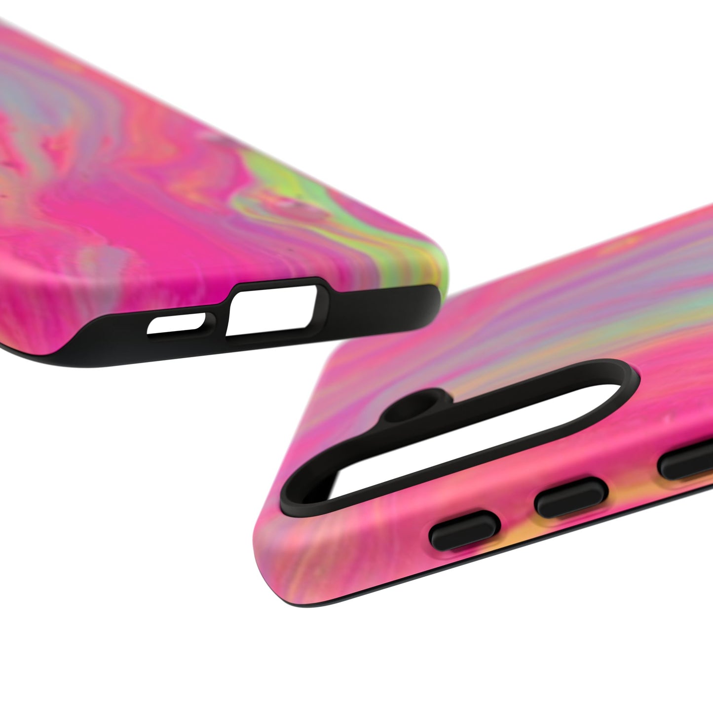Pink Trendy Futuristic Tough Phone Case with Colorful Abstract Design for Samsung