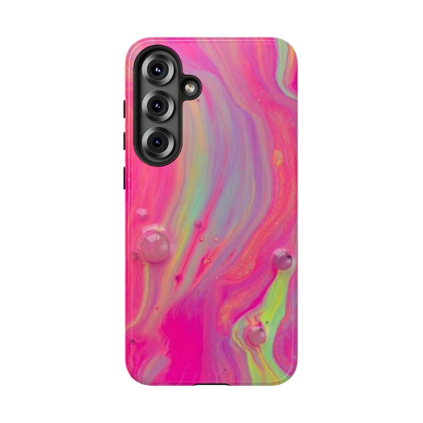 Pink Trendy Futuristic Tough Phone Case with Colorful Abstract Design for Samsung