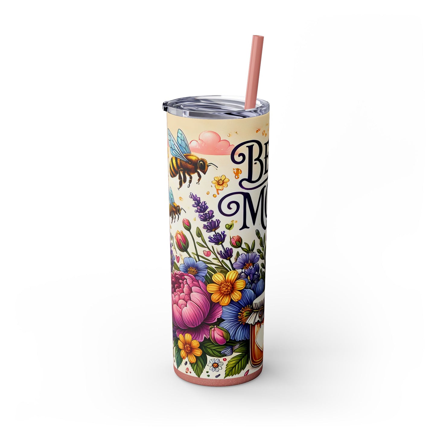 Best Mom Floral Skinny Tumbler with Straw – 20oz Insulated Drinkware for Mother's Day