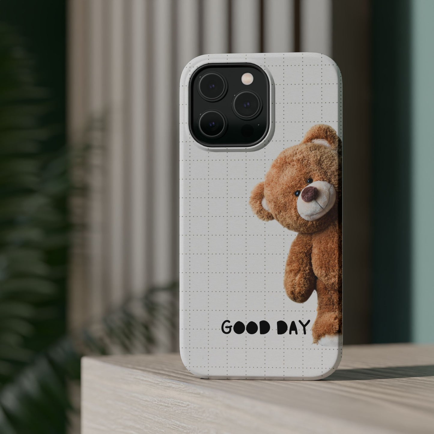 Good Day Teddy Bear MAGNETIC Phone Cases, Cute, Gift for Friends, Teddy Bear Lover's Case