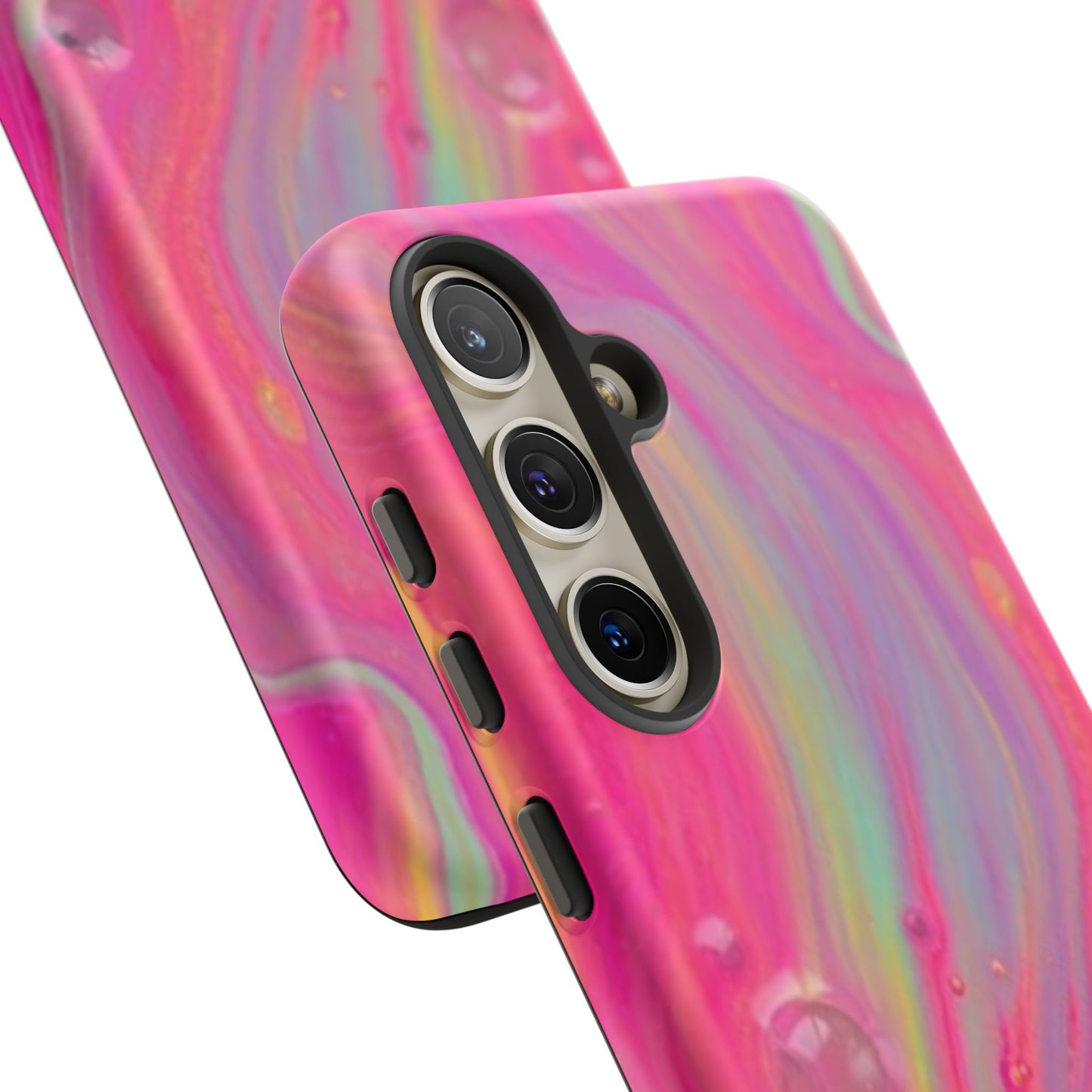 Pink Trendy Futuristic Tough Phone Case with Colorful Abstract Design for Samsung