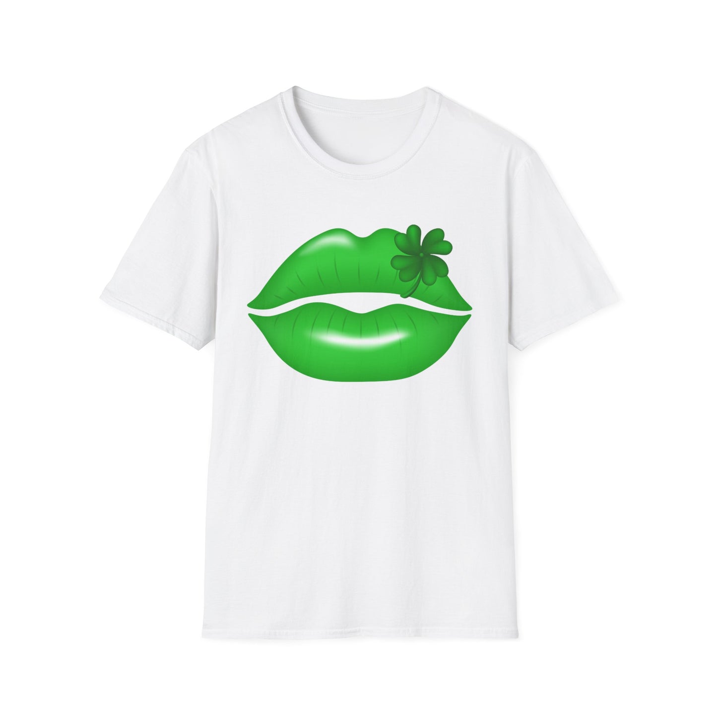 Luck of the Irish Unisex Softstyle T-Shirt - Green Kiss & Shamrock Design