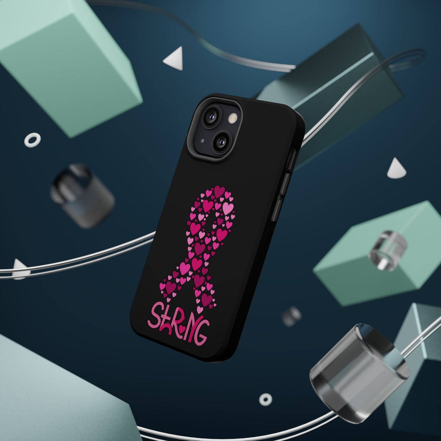 Pink Ribbon Magnetic Phone Case - Strong Heart Design, Cancer Awareness, Gift for Supporters for IPhone