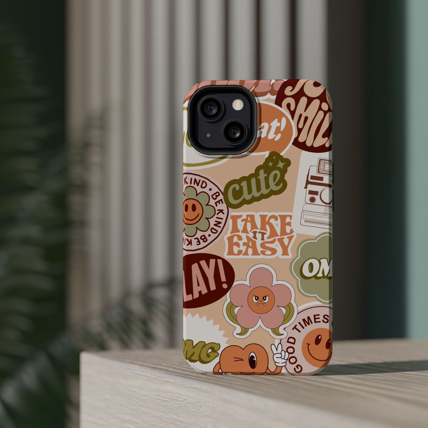 Cute Retro, Positive Affirmation Sticker Phone Case, Funky Phone Cover, Vibrant Design, Ideal Gift for Teens
