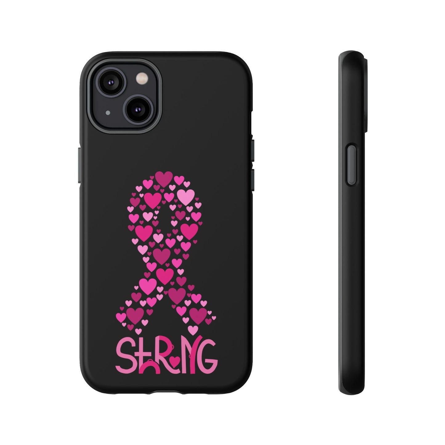 Pink Ribbon Phone Case - Strong Heart Design, Cancer Awareness, Gift for Supporters for IPhone