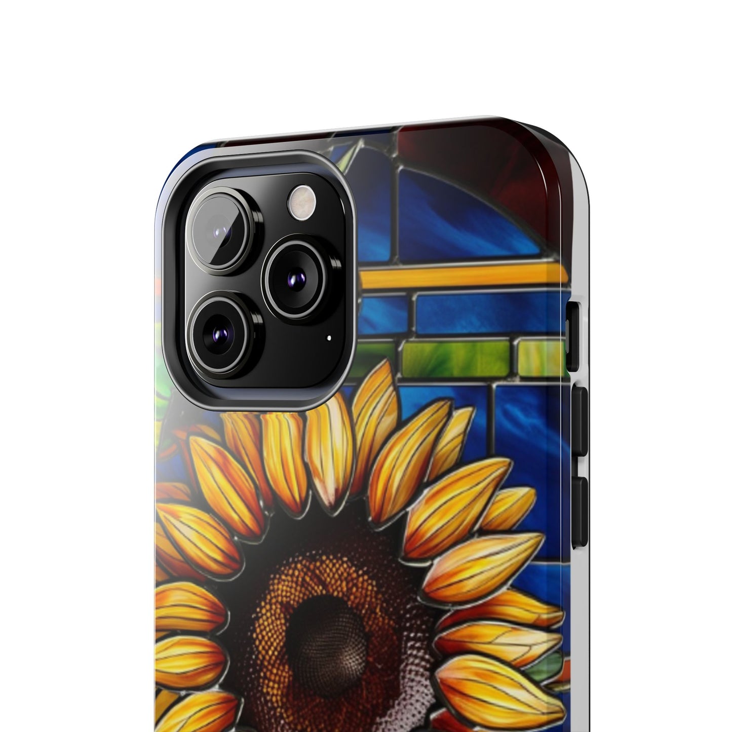 Vibrant Sunflower Tough Phone Case with Stained Glass Effect - Durable & Stylish Protection