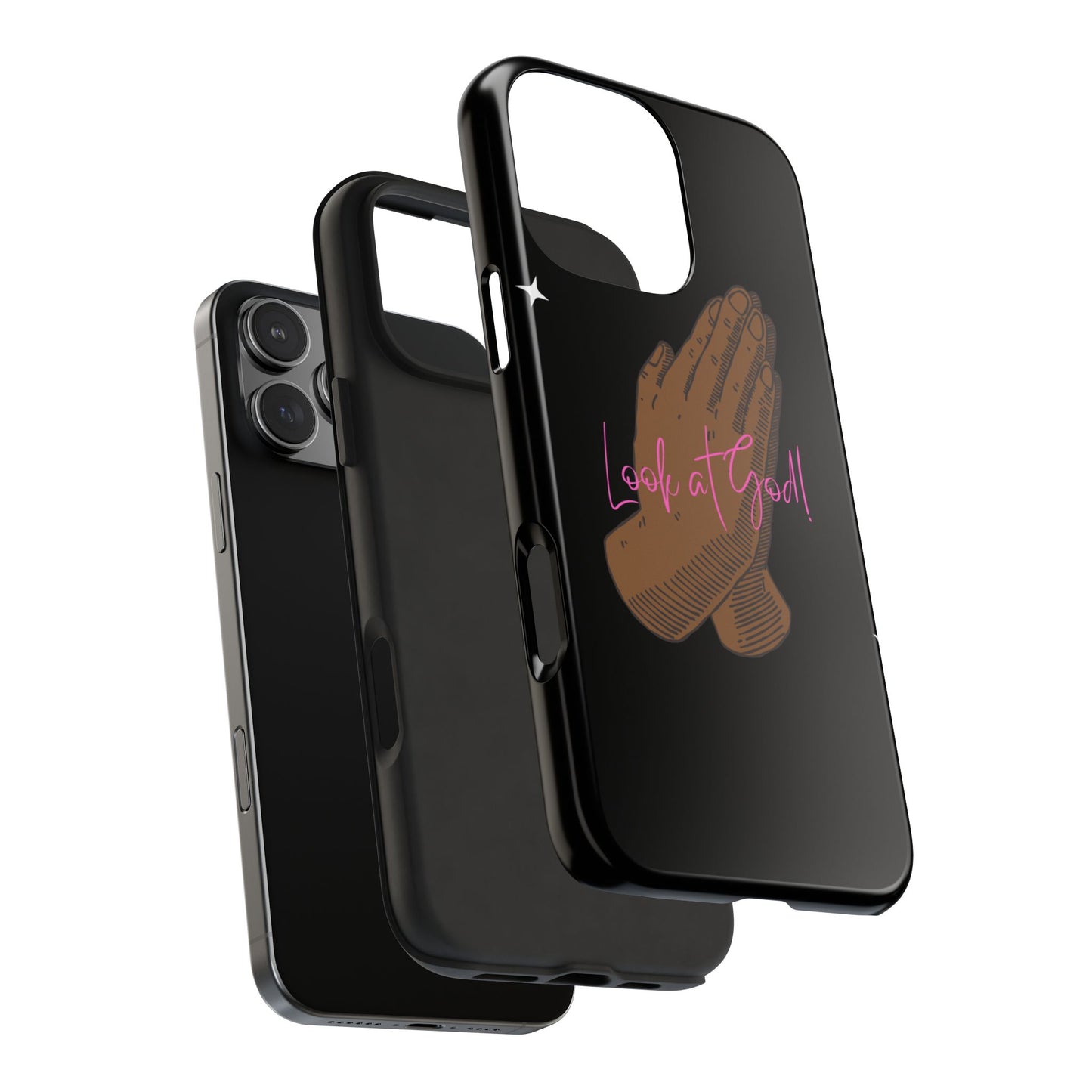 Phone Cases - 'Look at God' Praying Hands Religious Design Tough Case for iPhone