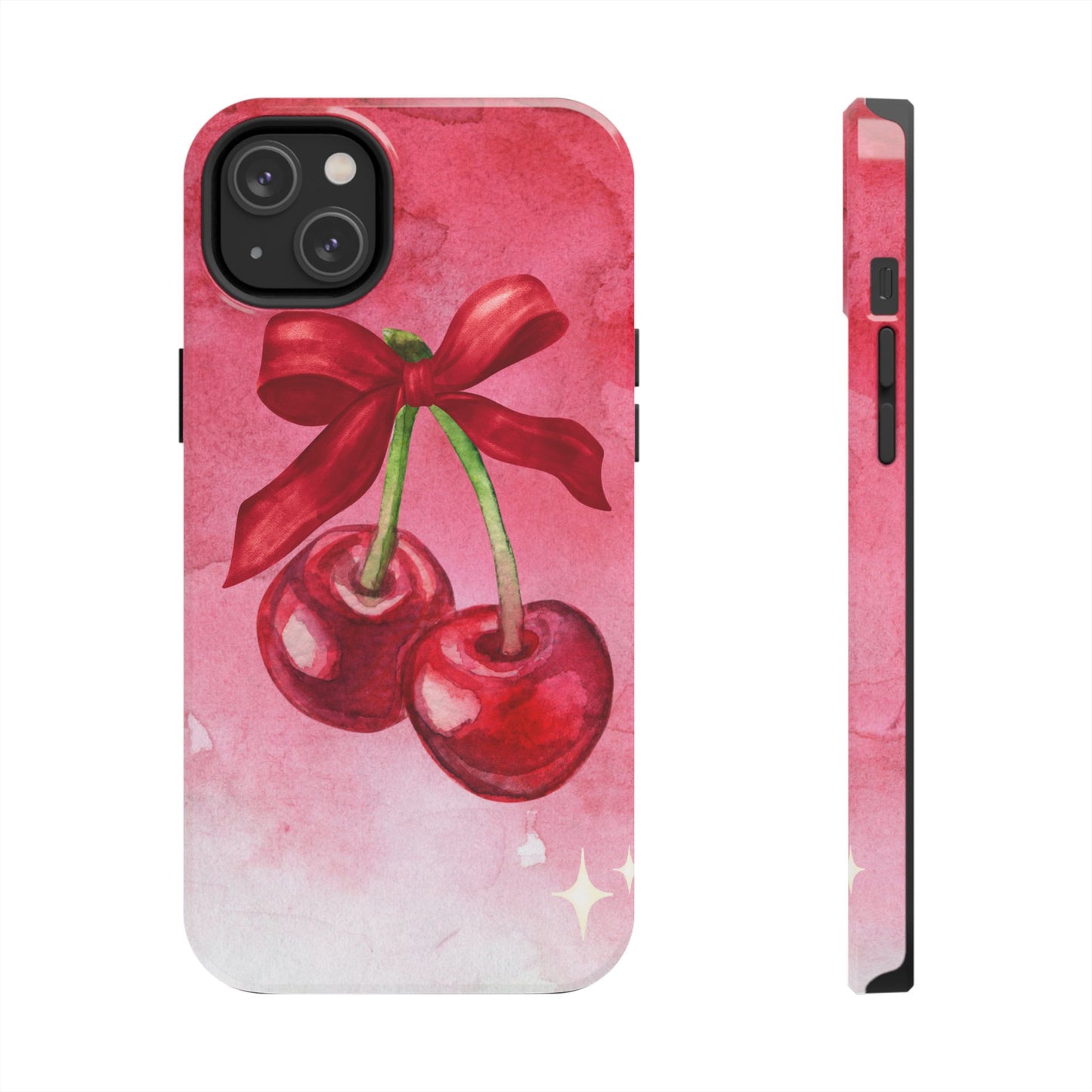 Red Watercolor Cherry and Bow Phone Case