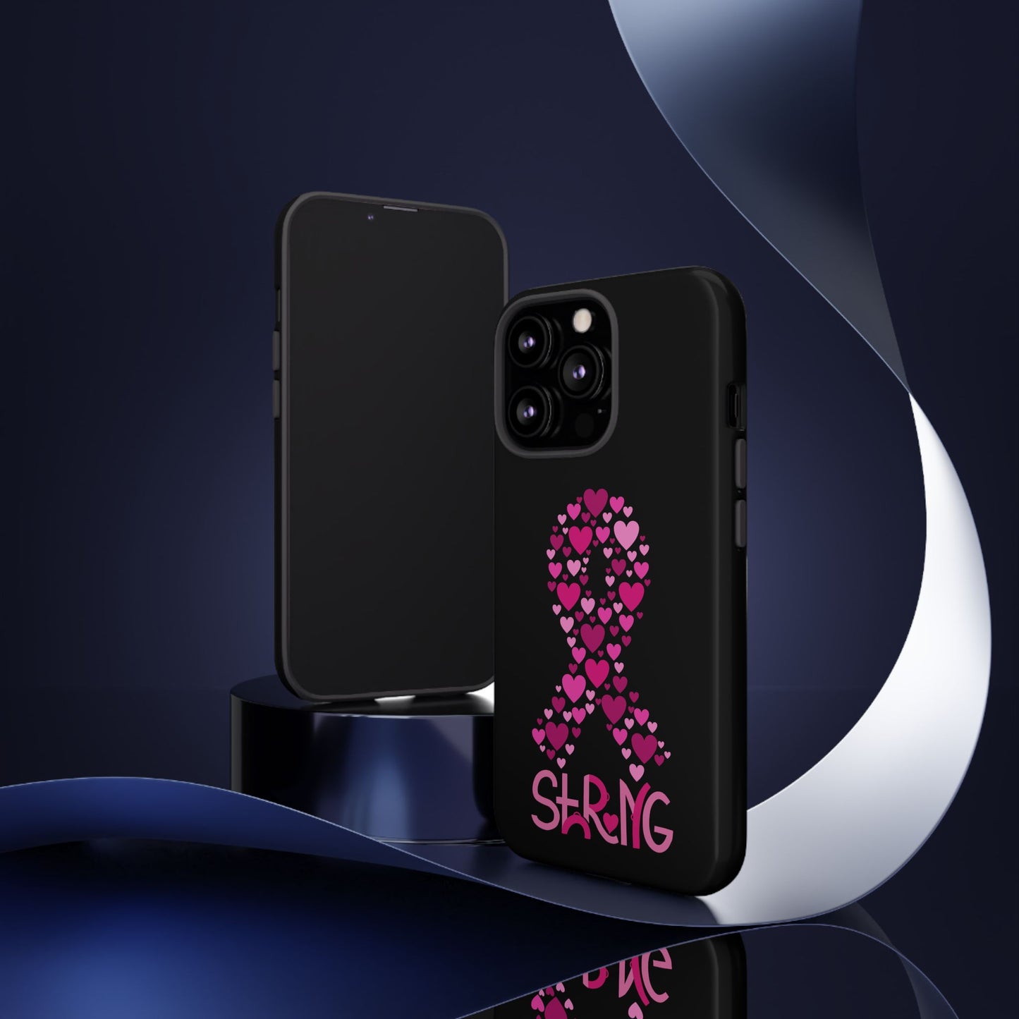 Pink Ribbon Phone Case - Strong Heart Design, Cancer Awareness, Gift for Supporters for IPhone