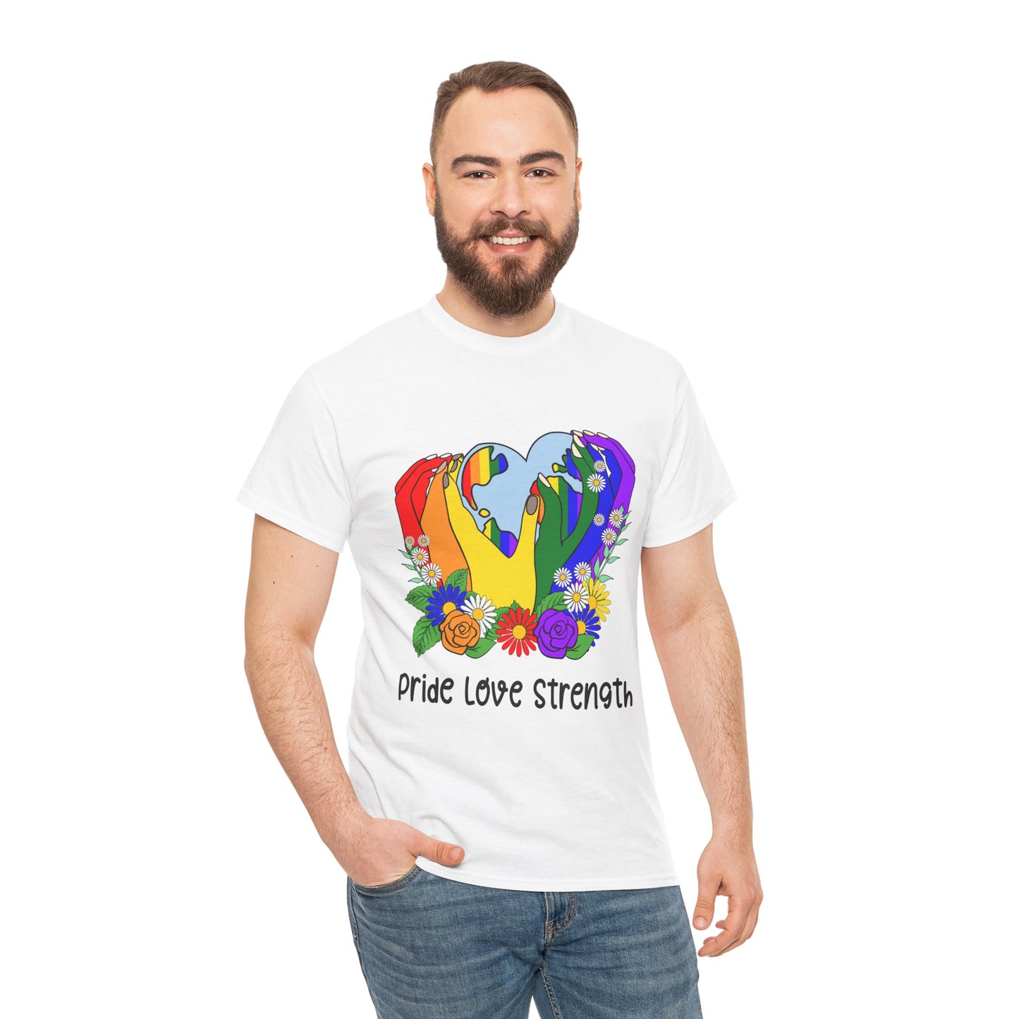 Pride Love Strength Unisex Cotton Tee - Celebrate Diversity and Unity