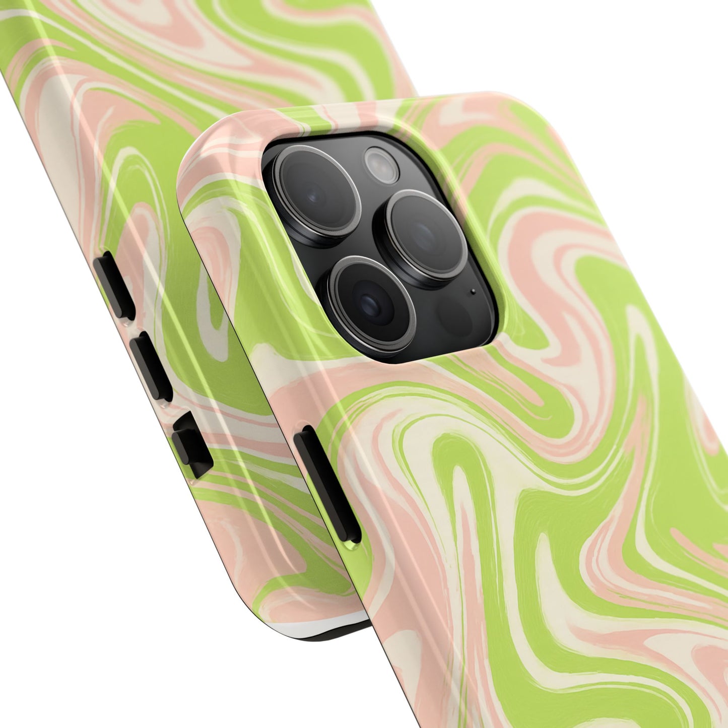 Pink & Green Stylish Tough Phone Case, Durable Protection, Gift for Friends, Colorful Marble Design