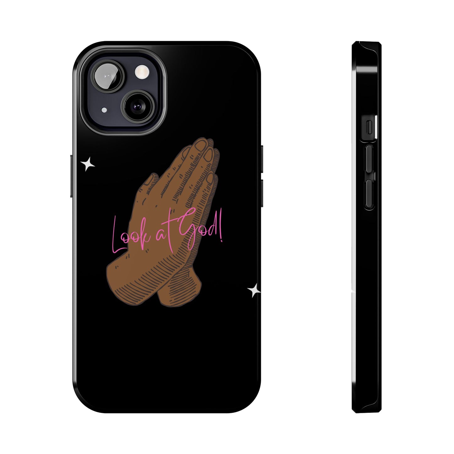 Phone Cases - 'Look at God' Praying Hands Religious Design Tough Case for iPhone