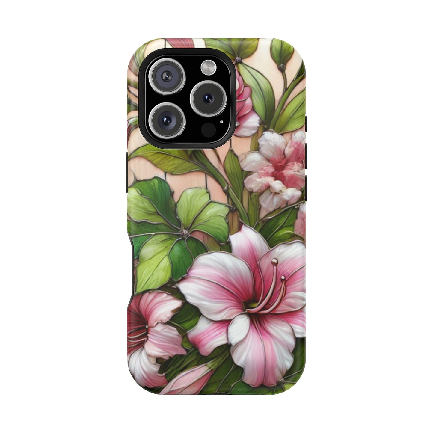 Elegant Pink & Green Floral MAGNETIC Tough Cases - Durable Phone Protection