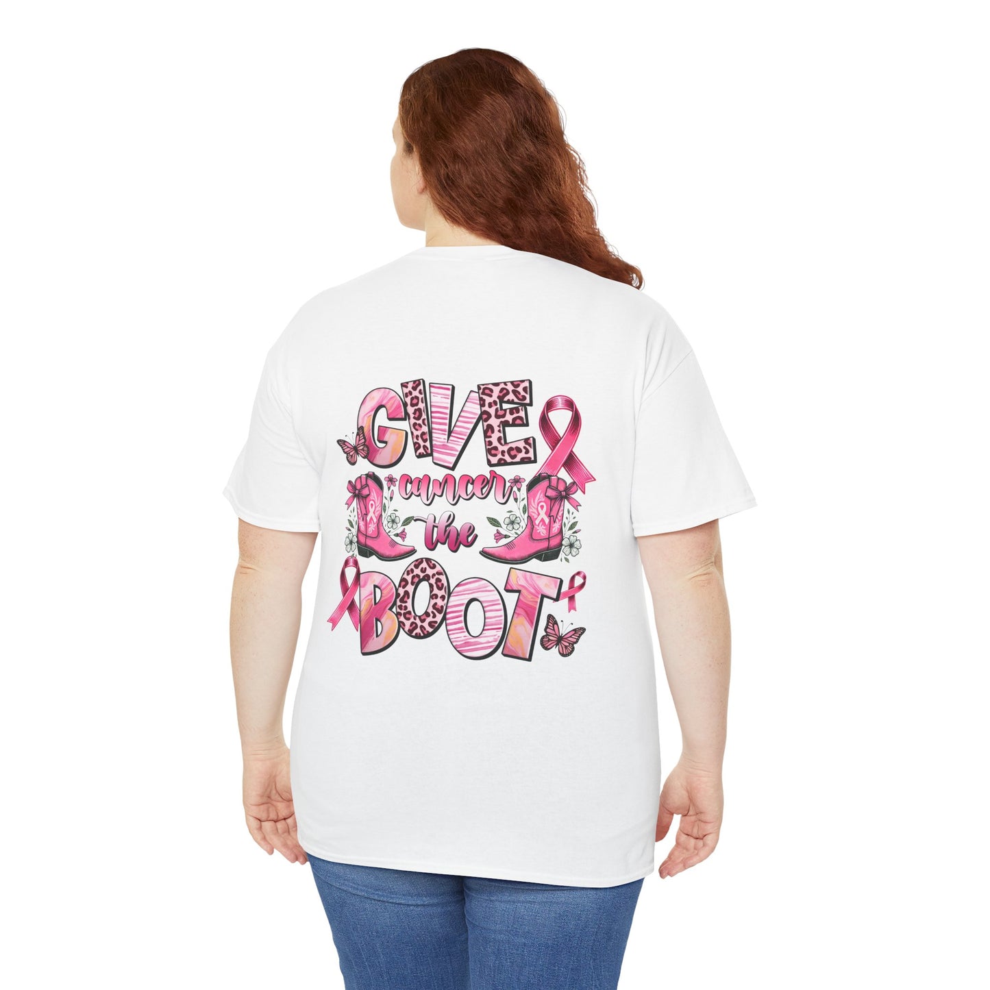 Breast Cancer Awareness Tee - "Give Cancer the Boot" Unisex Cotton Shirt