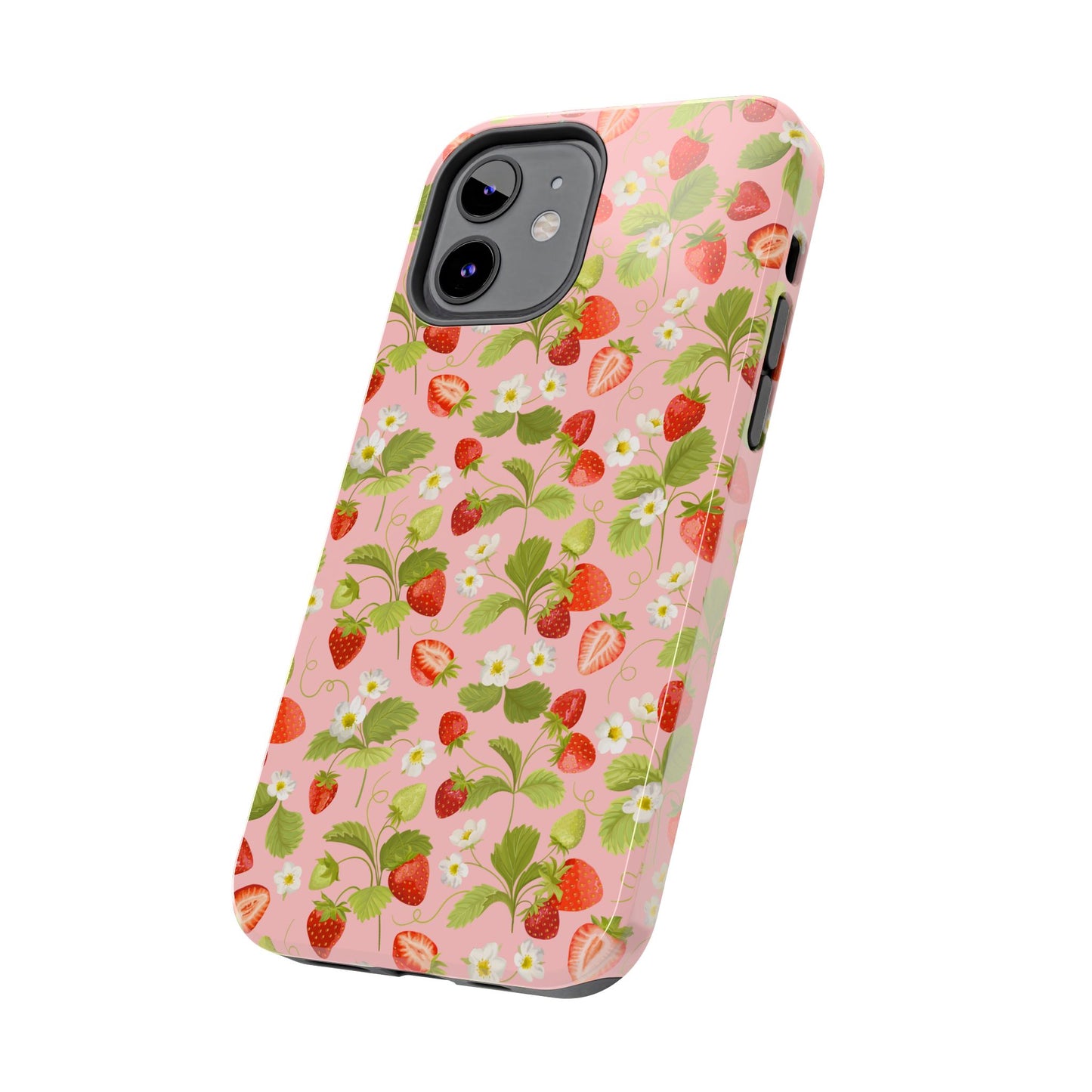 Strawberry Floral Tough Phone Case, Cute Phone Cover, Nature Lovers Gift, Summer Vibe, Durable Phone Protector, Trendy Tech Accessory