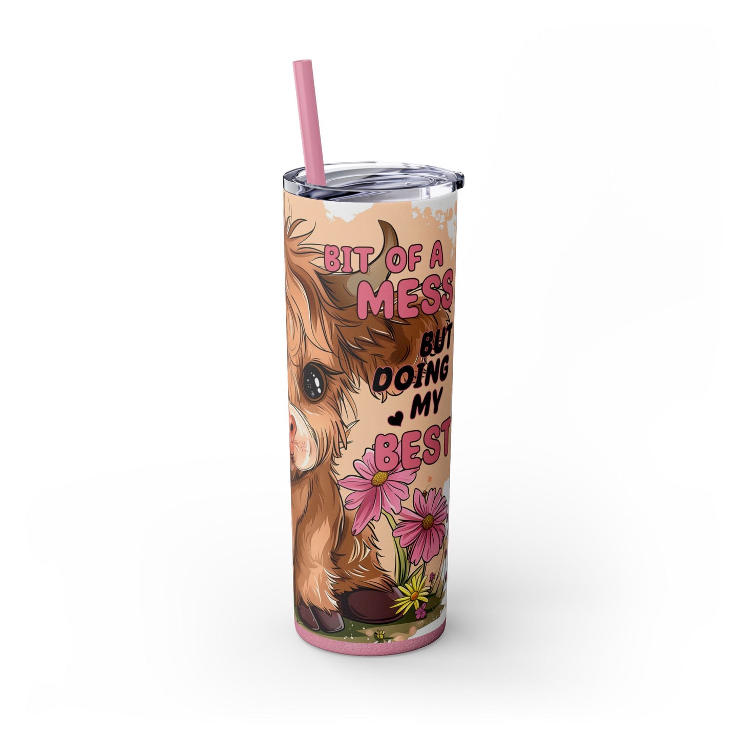 Cute Cow Tumbler with Straw | 20oz |A BIT OF A MESS BUT I'M DOING MY BEST Gift for Birthdays & Special Occasions
