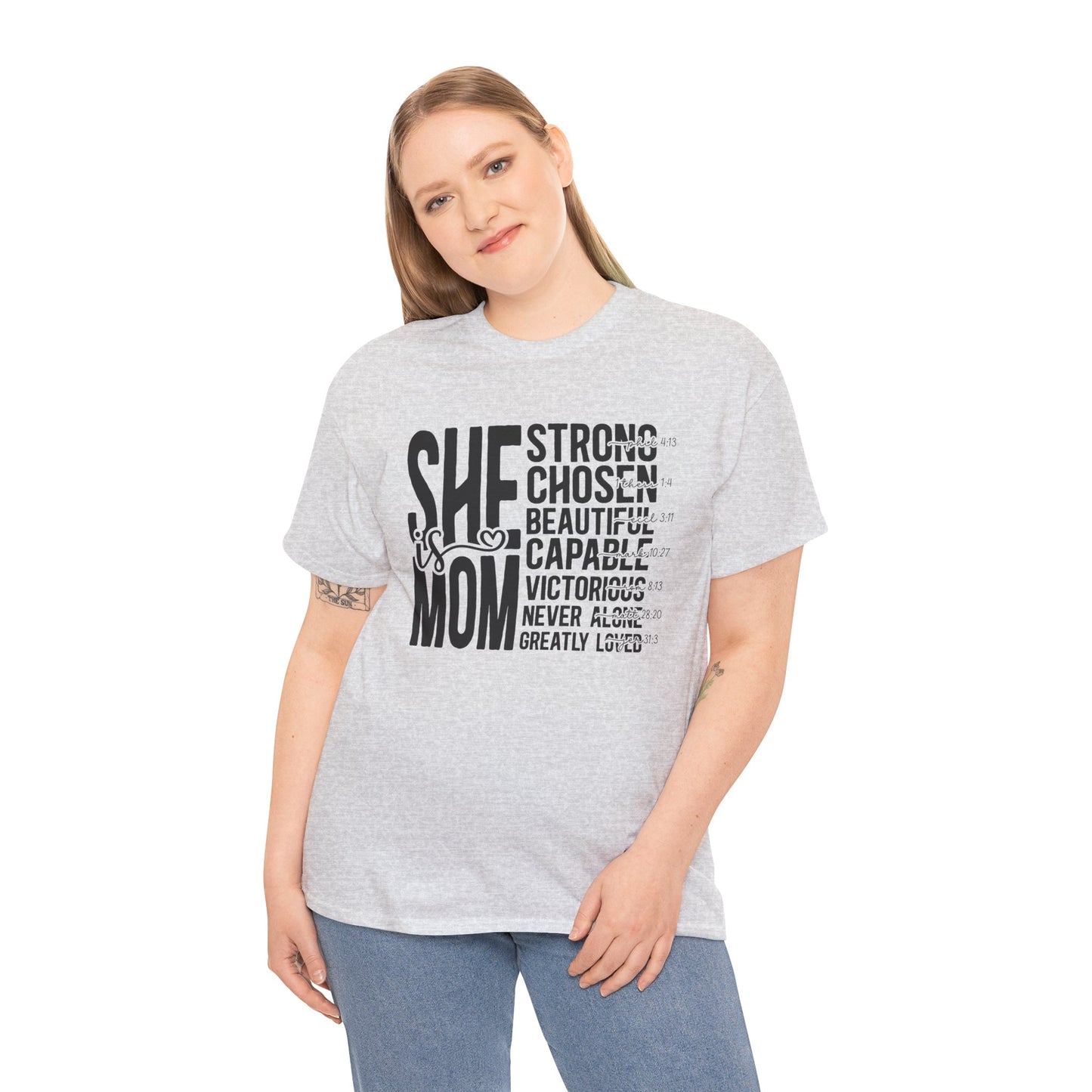 Empowering Mom T-Shirt - Strong, Chosen, Beautiful, Capable Design