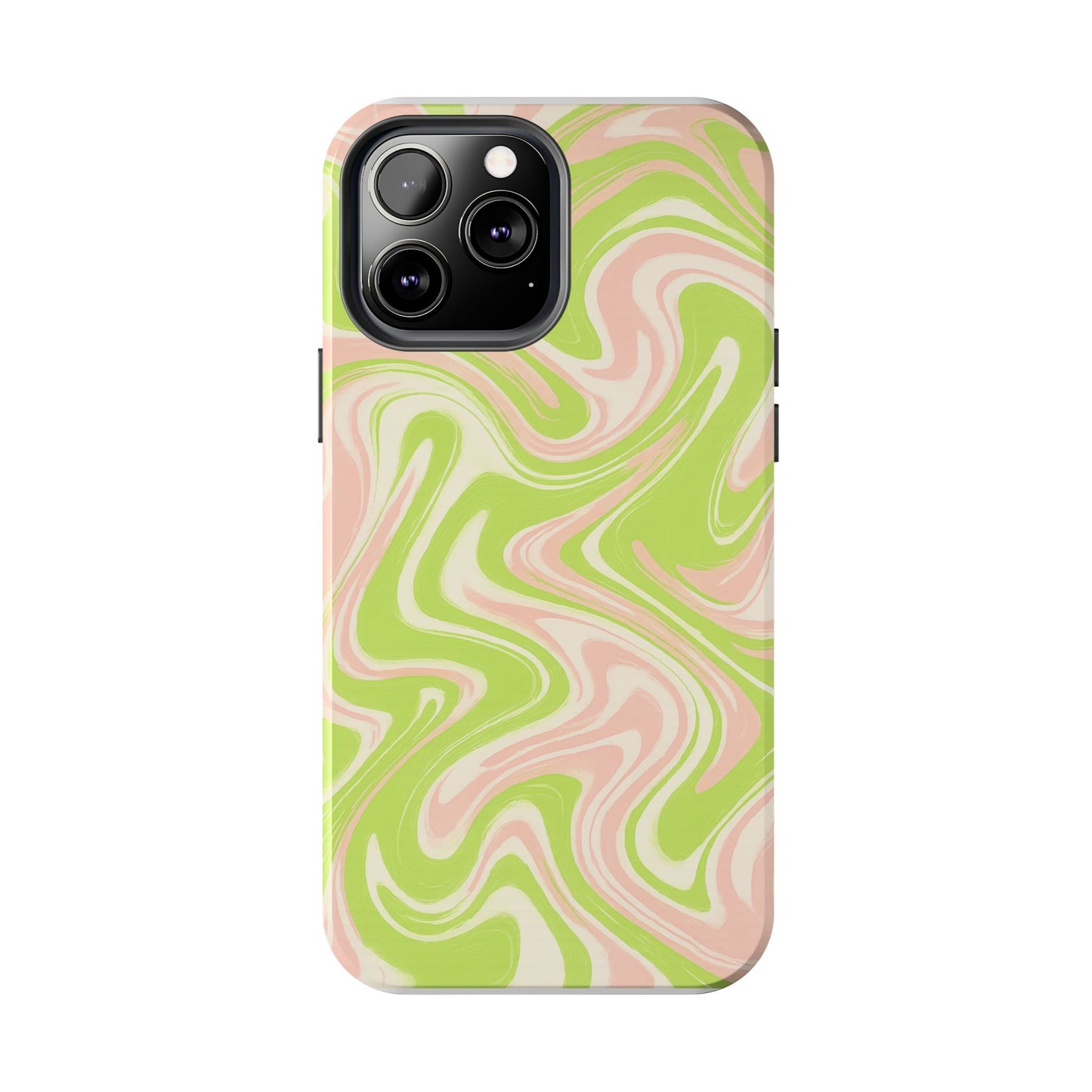 Pink & Green Stylish Tough Phone Case, Durable Protection, Gift for Friends, Colorful Marble Design
