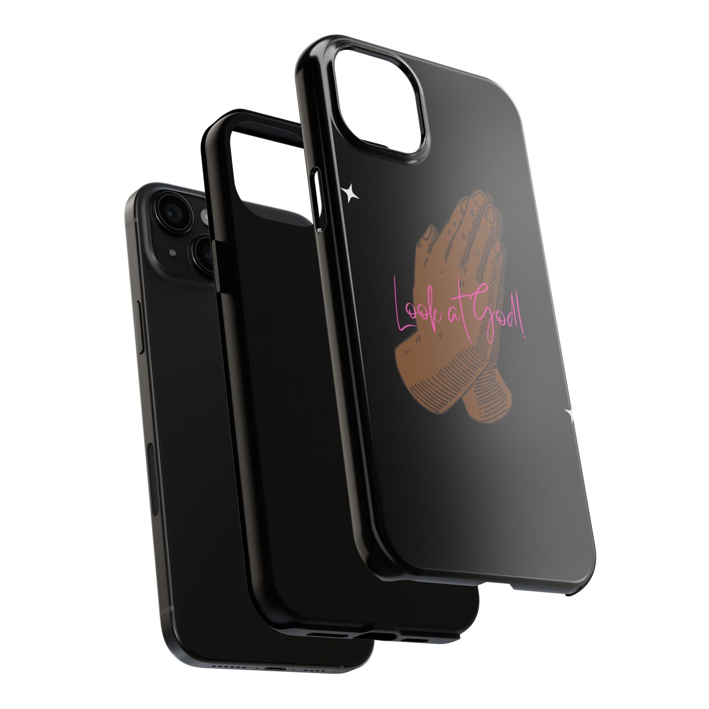 Phone Cases - 'Look at God' Praying Hands Religious Design Tough Case for iPhone