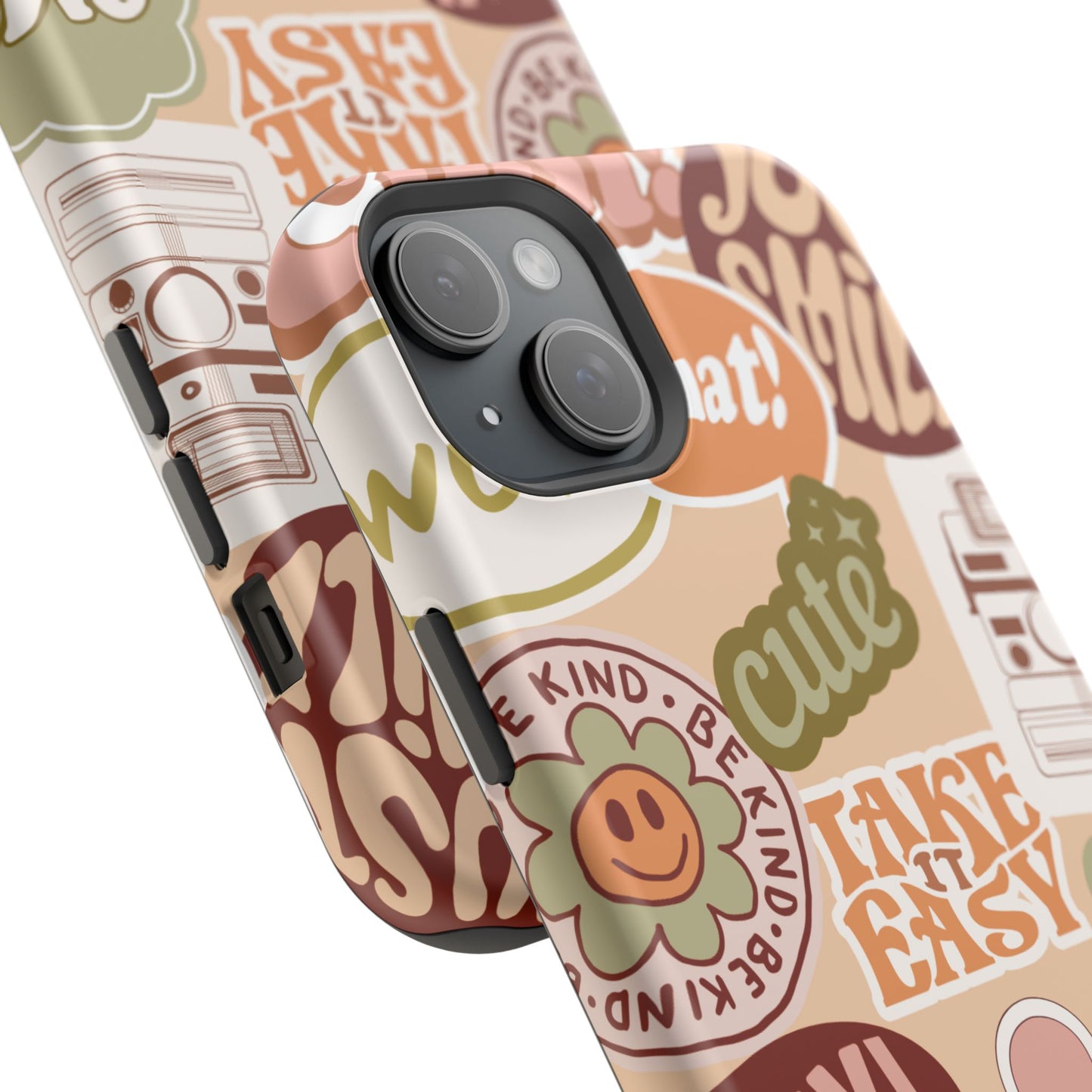 Cute Retro, Positive Affirmation Sticker Phone Case, Funky Phone Cover, Vibrant Design, Ideal Gift for Teens