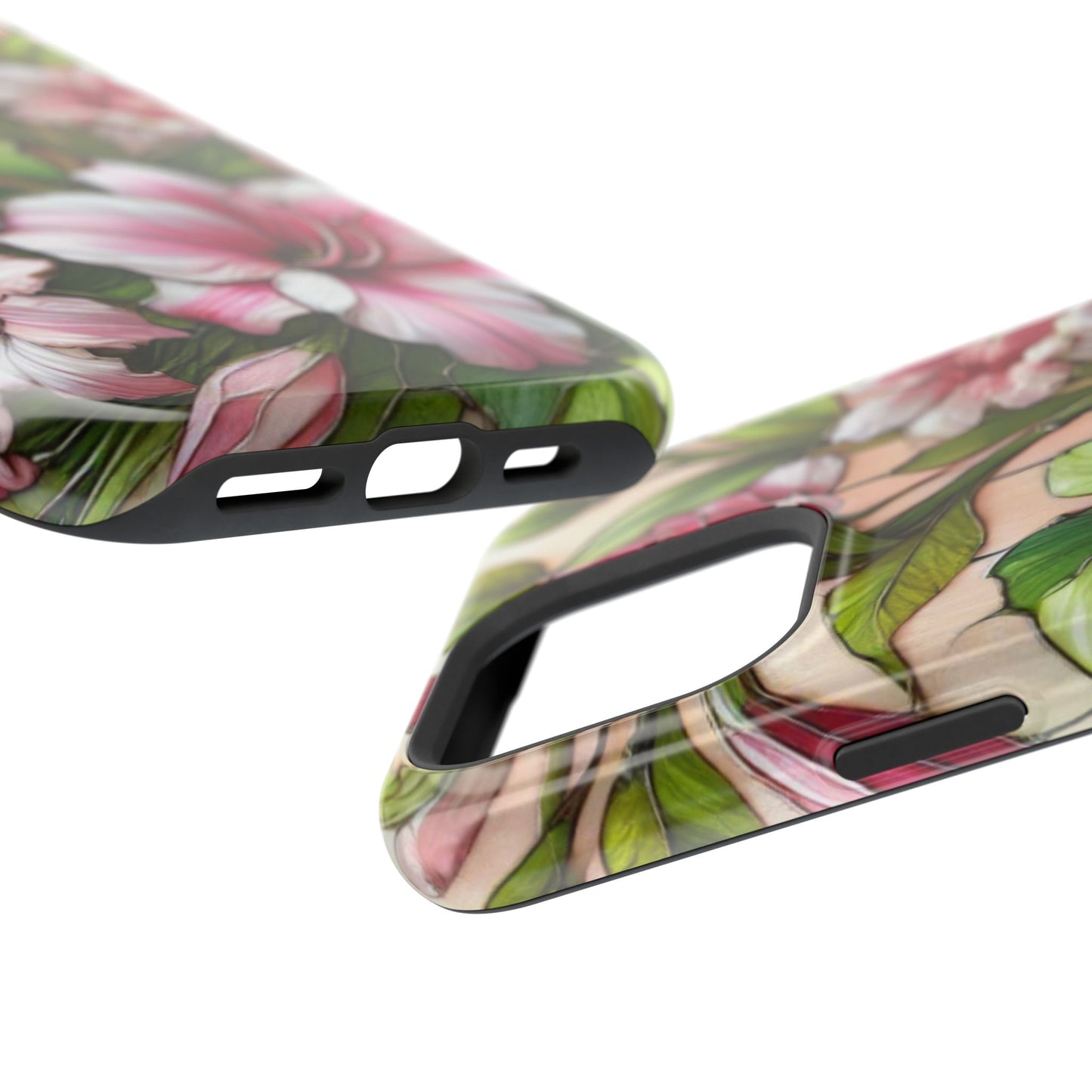 Elegant Pink & Green Floral MAGNETIC Tough Cases - Durable Phone Protection