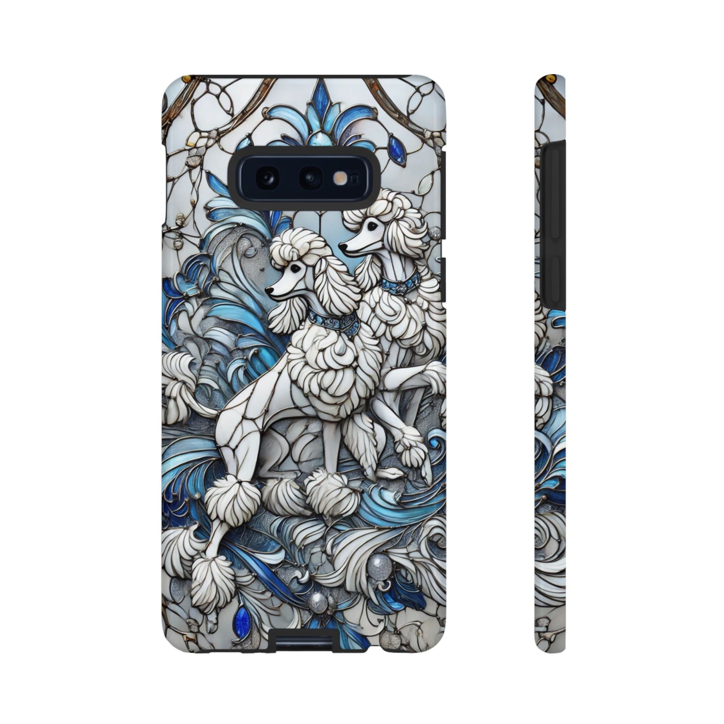 Phone Case - Elegant Blue and White Poodle Art for Samsung Phone