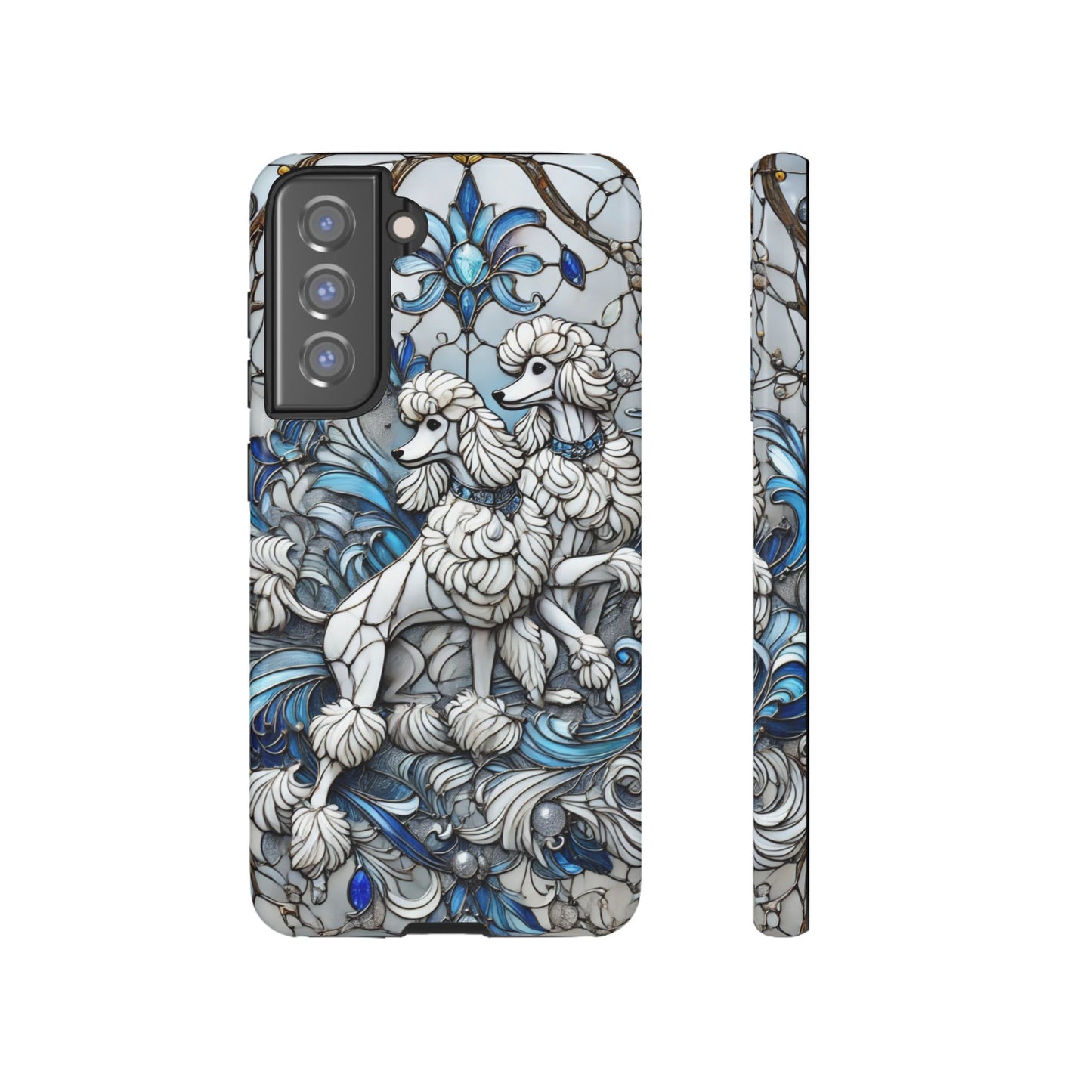 Phone Case - Elegant Blue and White Poodle Art for Samsung Phone