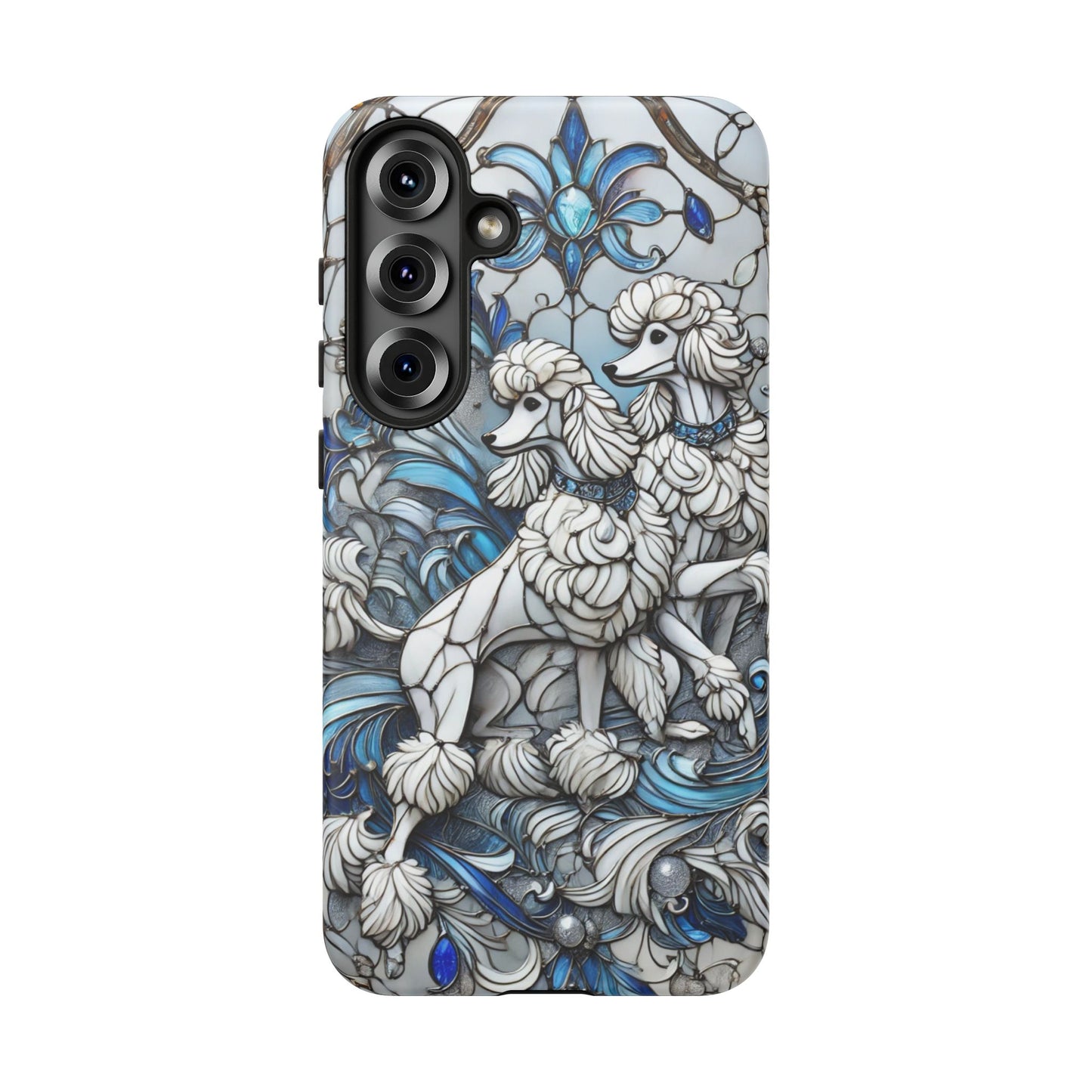 Phone Case - Elegant Blue and White Poodle Art for Samsung Phone