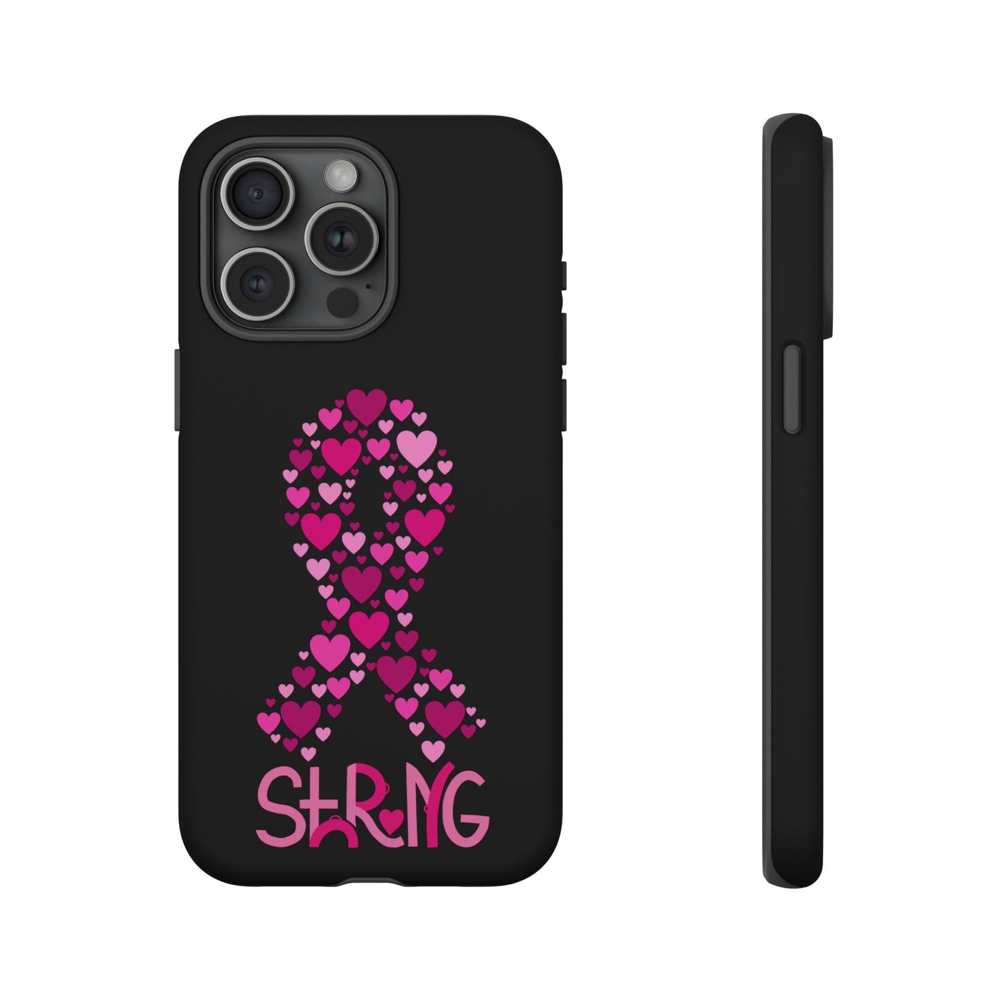 Pink Ribbon Phone Case - Strong Heart Design, Cancer Awareness, Gift for Supporters for IPhone