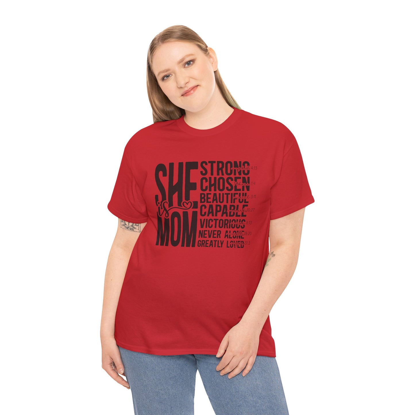 Empowering Mom T-Shirt - Strong, Chosen, Beautiful, Capable Design