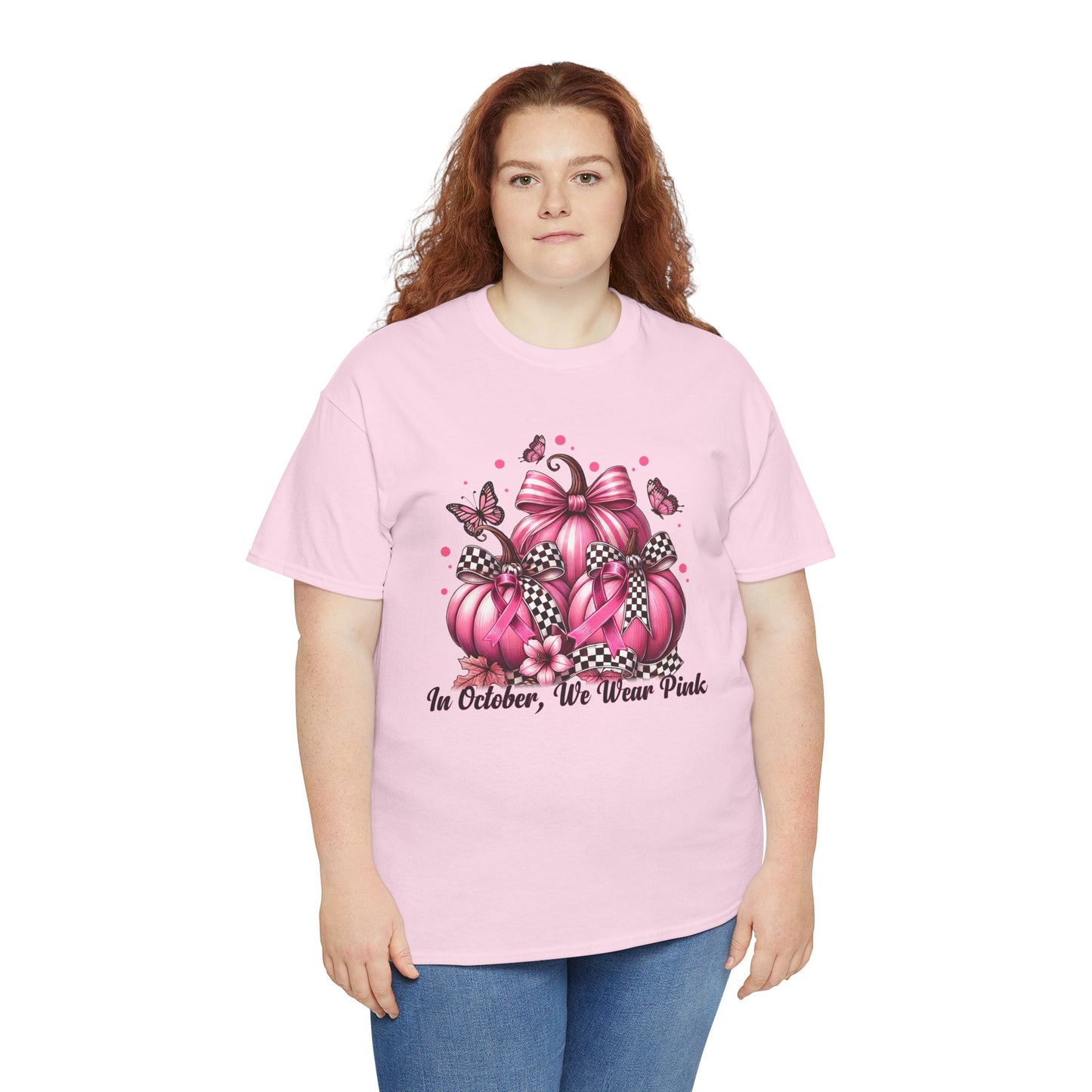 'In October, We Wear Pink' October Awareness Unisex Cotton Tee