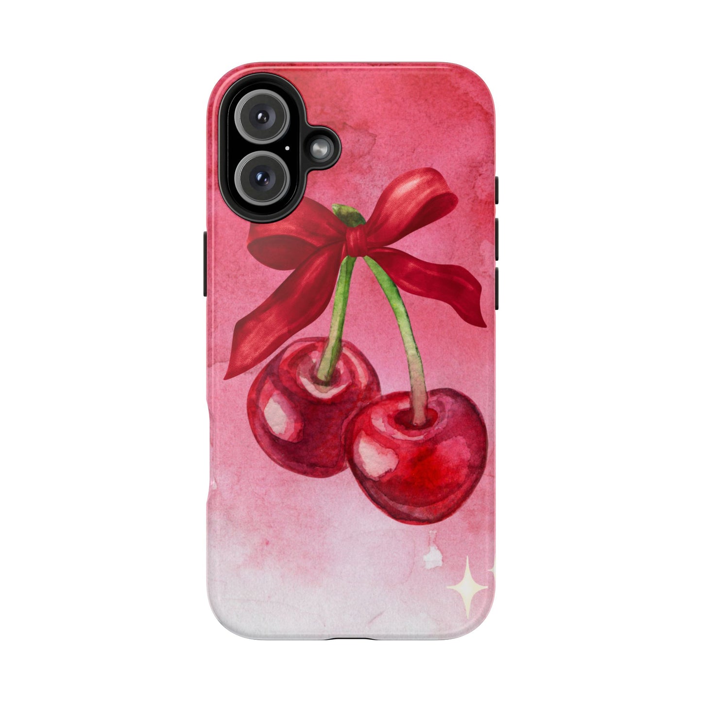 Red Watercolor Cherry and Bow Phone Case