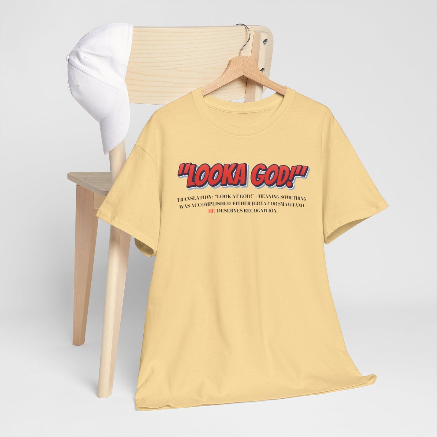 Inspirational Unisex Heavy Cotton Tee - "Looka God!" Motivational Apparel