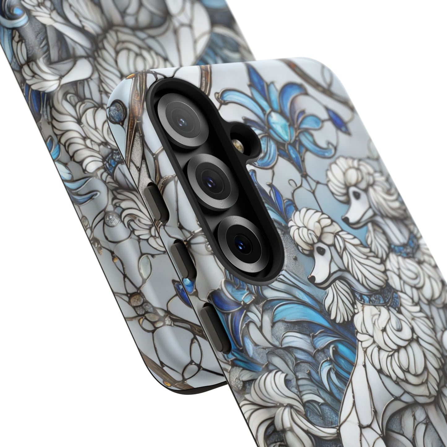 Phone Case - Elegant Blue and White Poodle Art for Samsung Phone