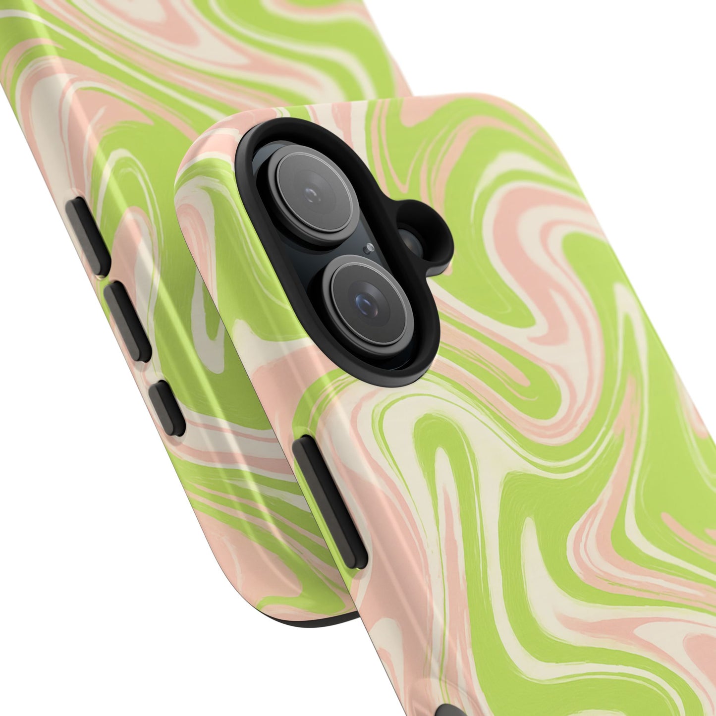 Pink & Green Stylish Tough Phone Case, Durable Protection, Gift for Friends, Colorful Marble Design