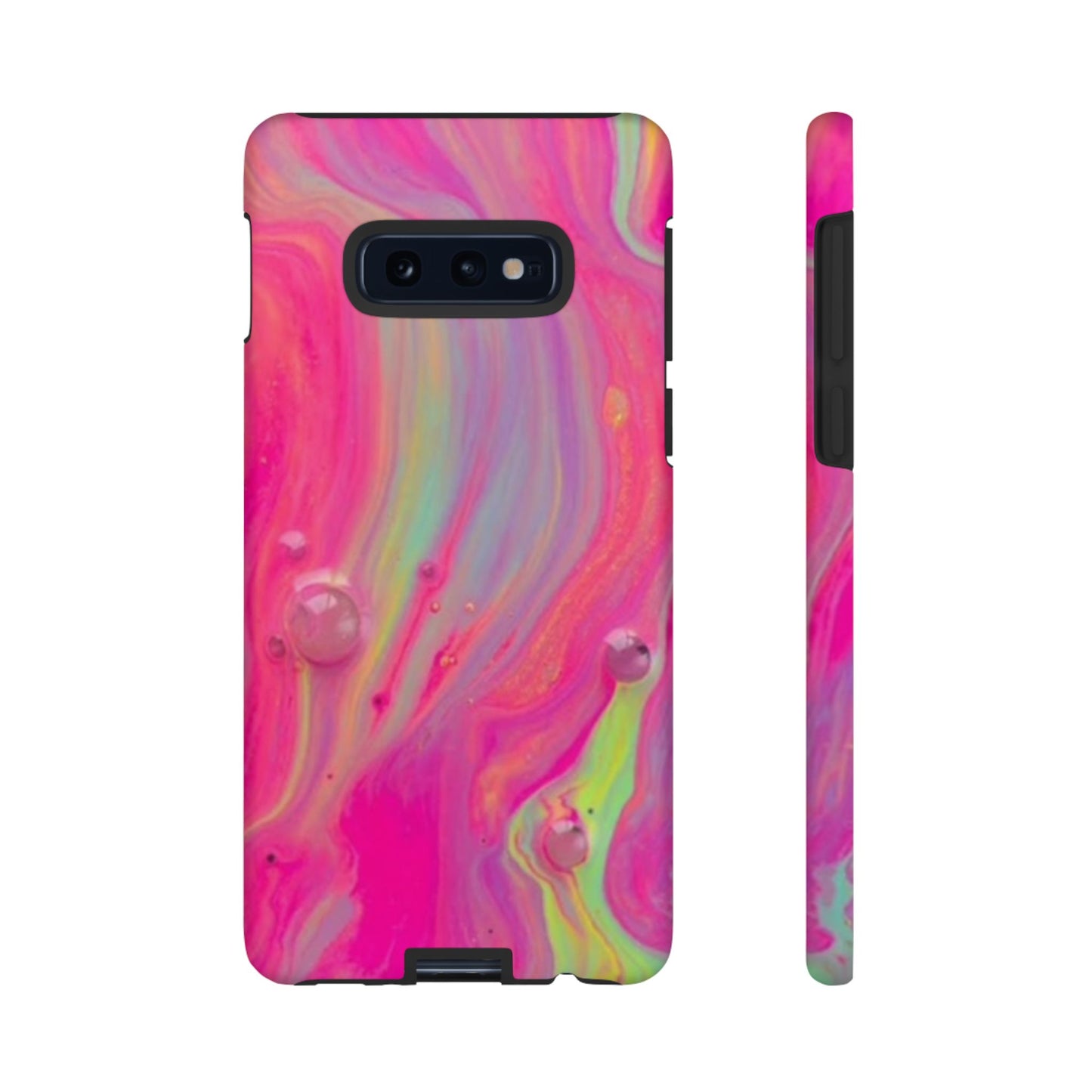 Pink Trendy Futuristic Tough Phone Case with Colorful Abstract Design for Samsung