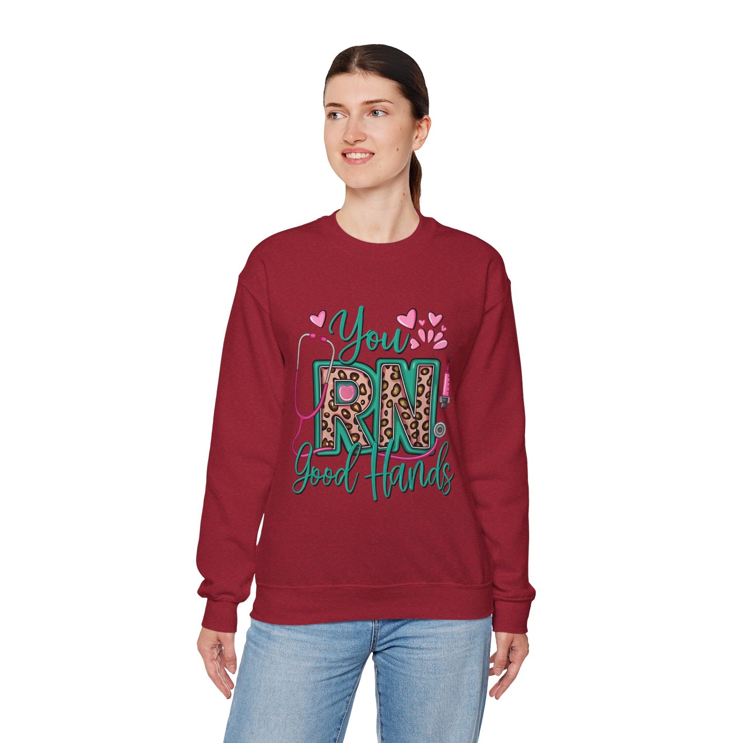 You RN Good Hands Sweatshirt - Cozy Unisex Crewneck for Nurses