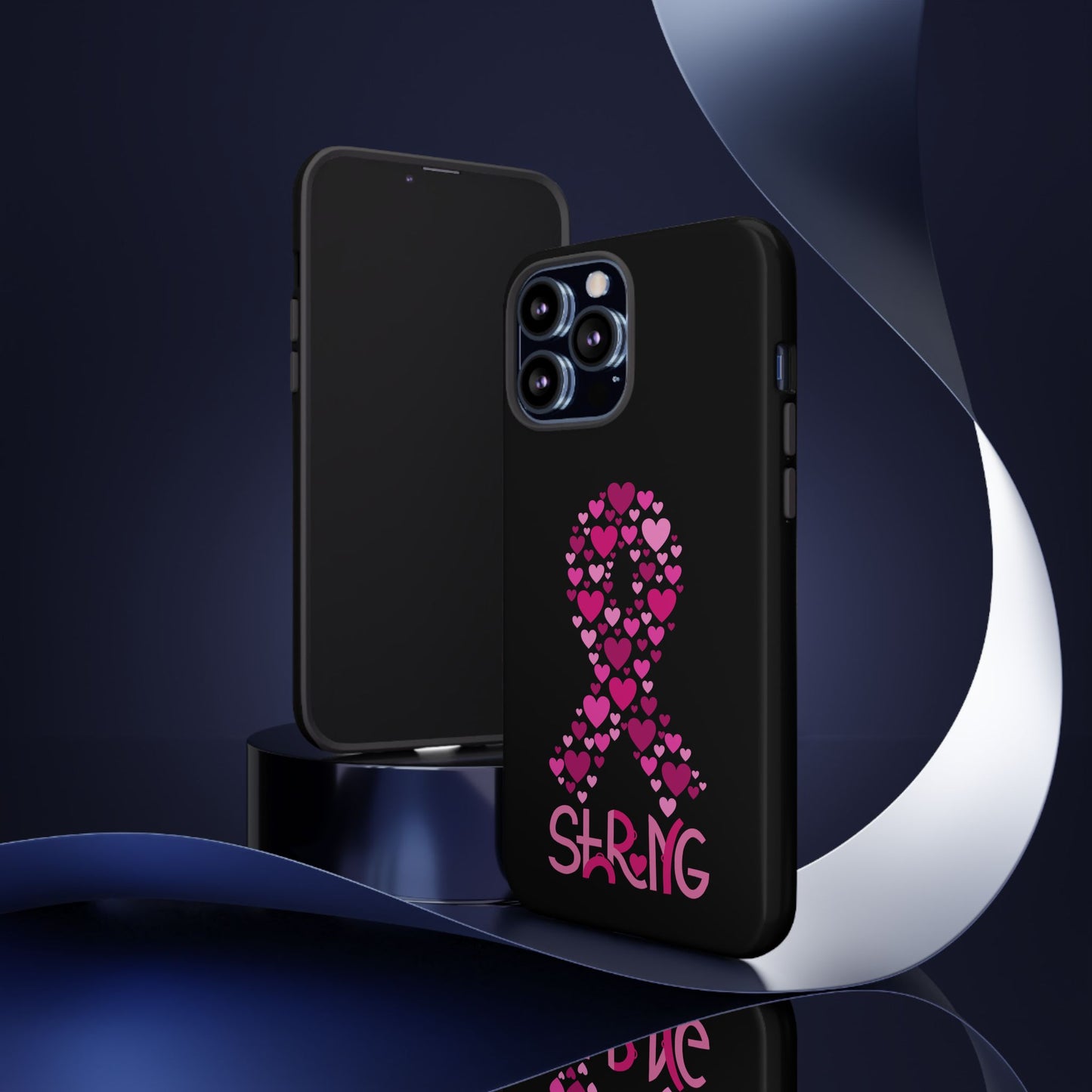 Pink Ribbon Phone Case - Strong Heart Design, Cancer Awareness, Gift for Supporters for IPhone