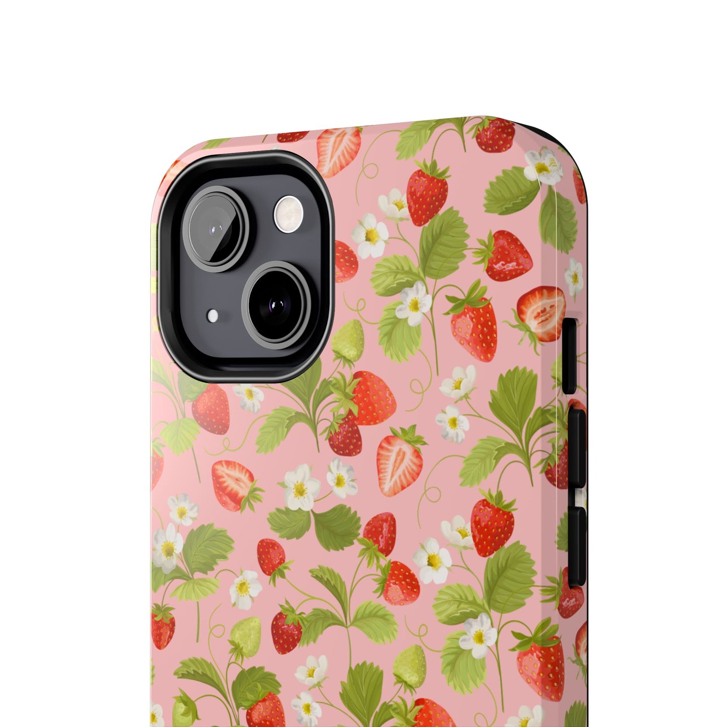 Strawberry Floral Tough Phone Case, Cute Phone Cover, Nature Lovers Gift, Summer Vibe, Durable Phone Protector, Trendy Tech Accessory