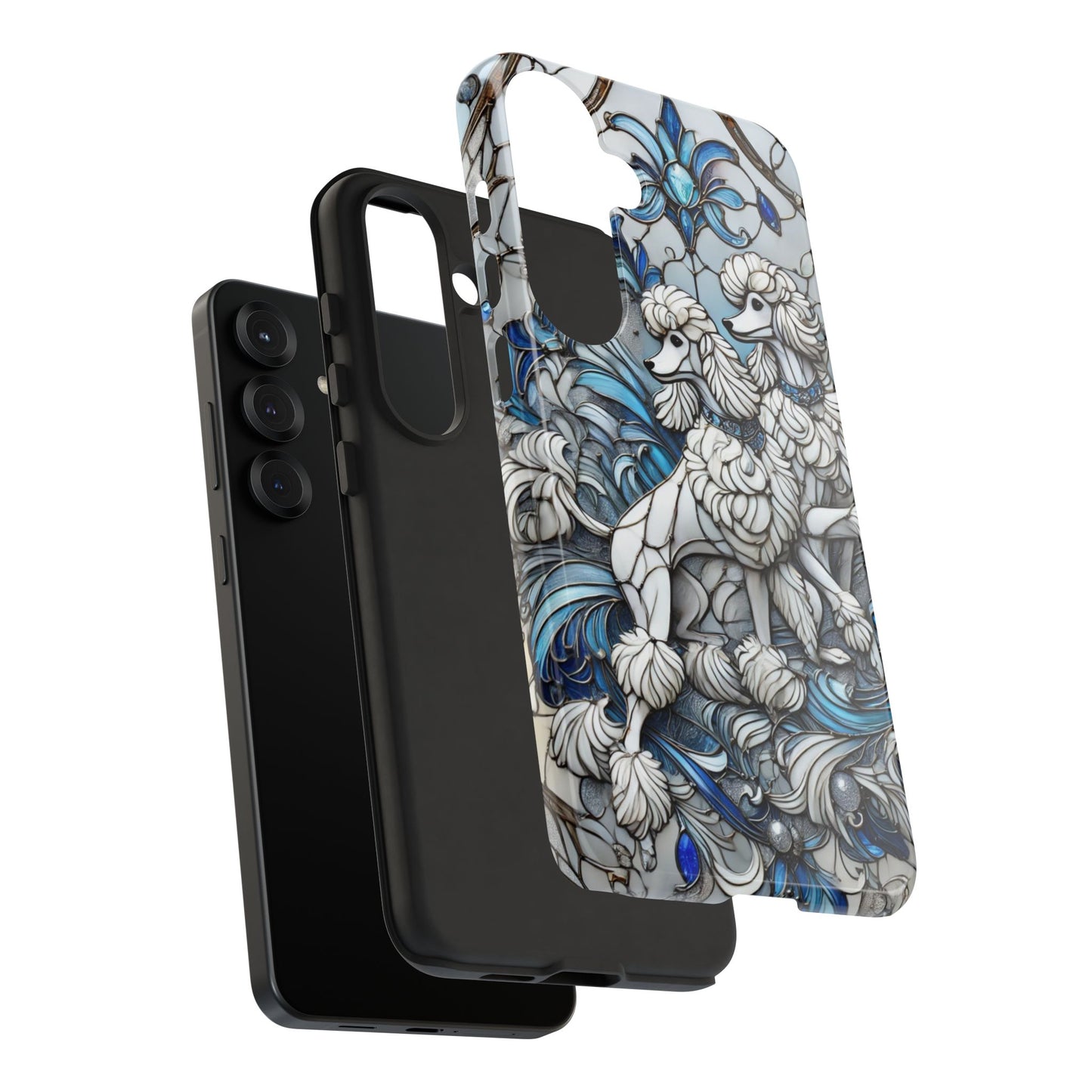 Phone Case - Elegant Blue and White Poodle Art for Samsung Phone