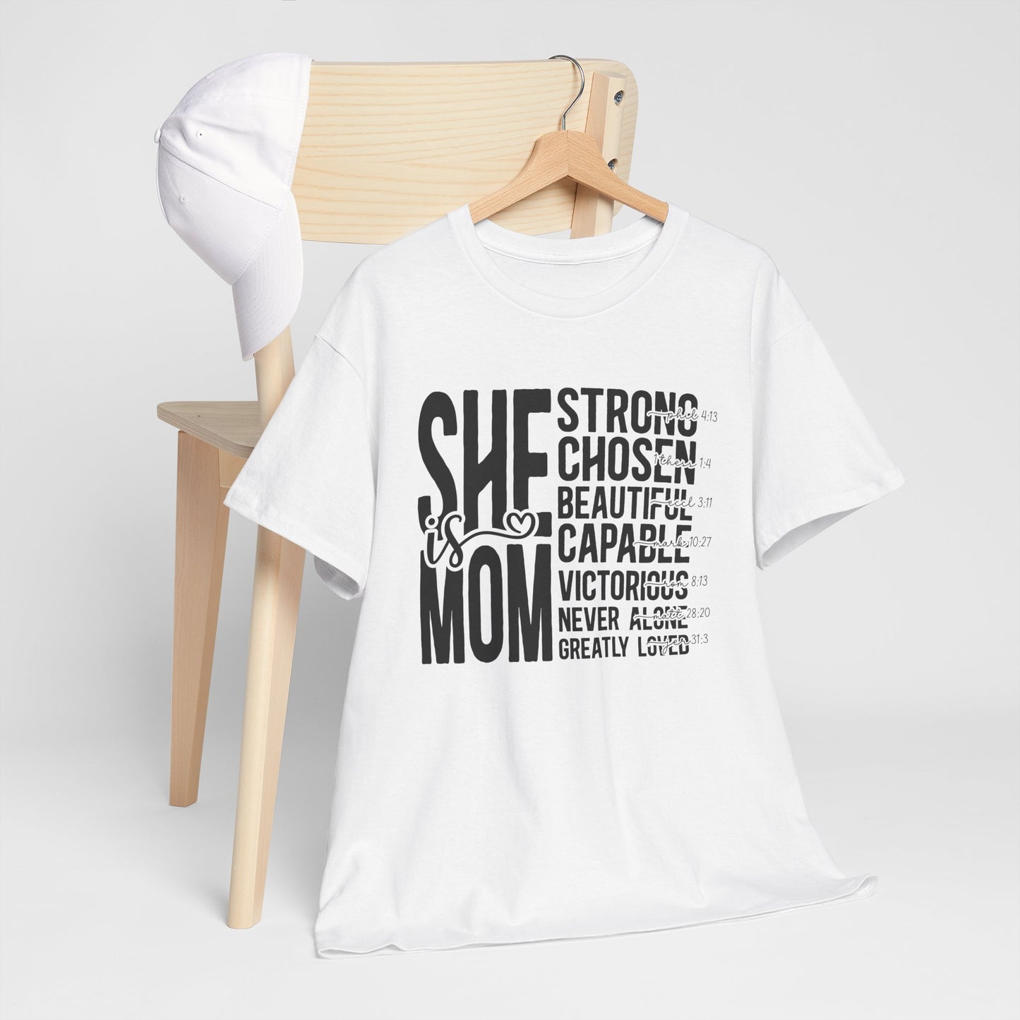Empowering Mom T-Shirt - Strong, Chosen, Beautiful, Capable Design