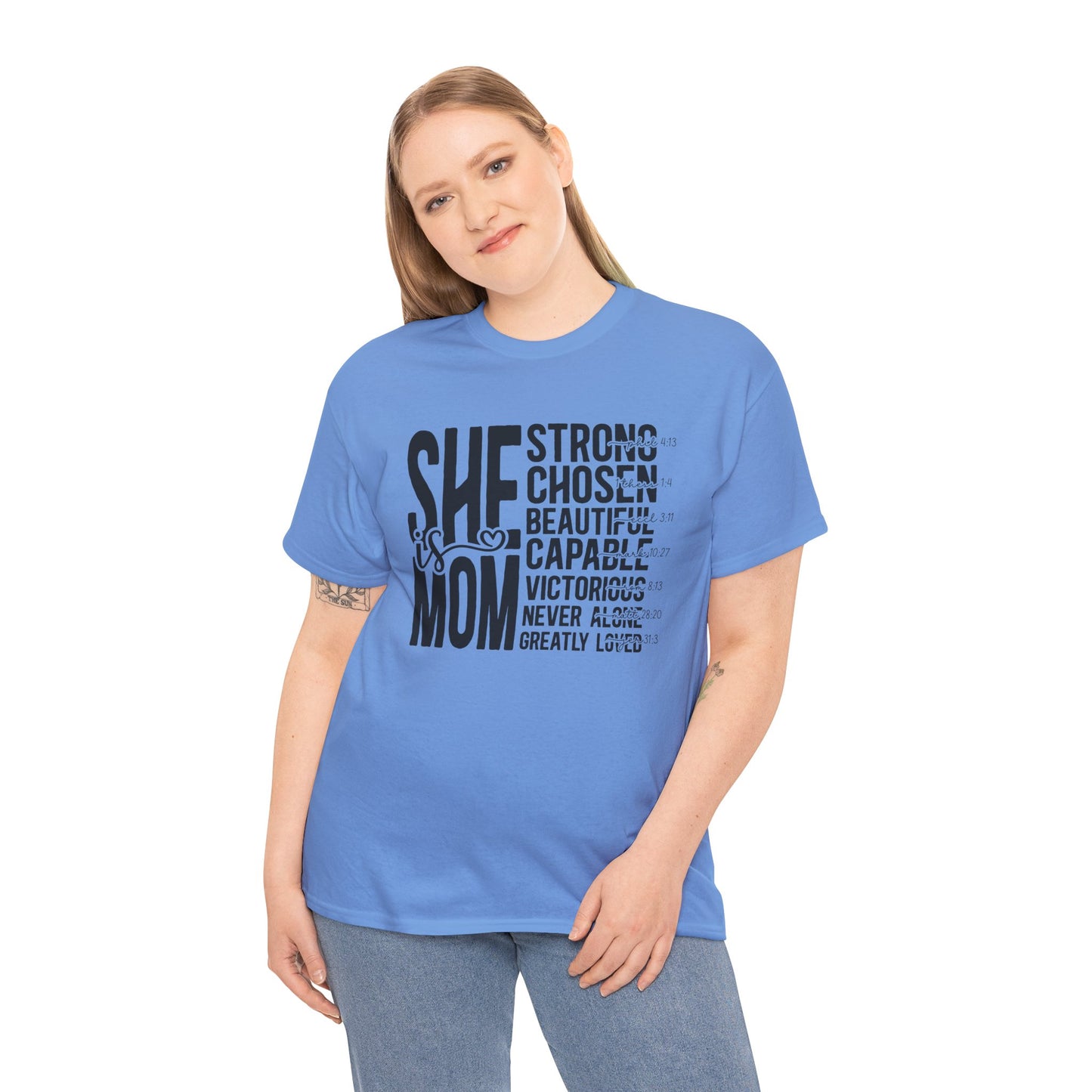 Empowering Mom T-Shirt - Strong, Chosen, Beautiful, Capable Design