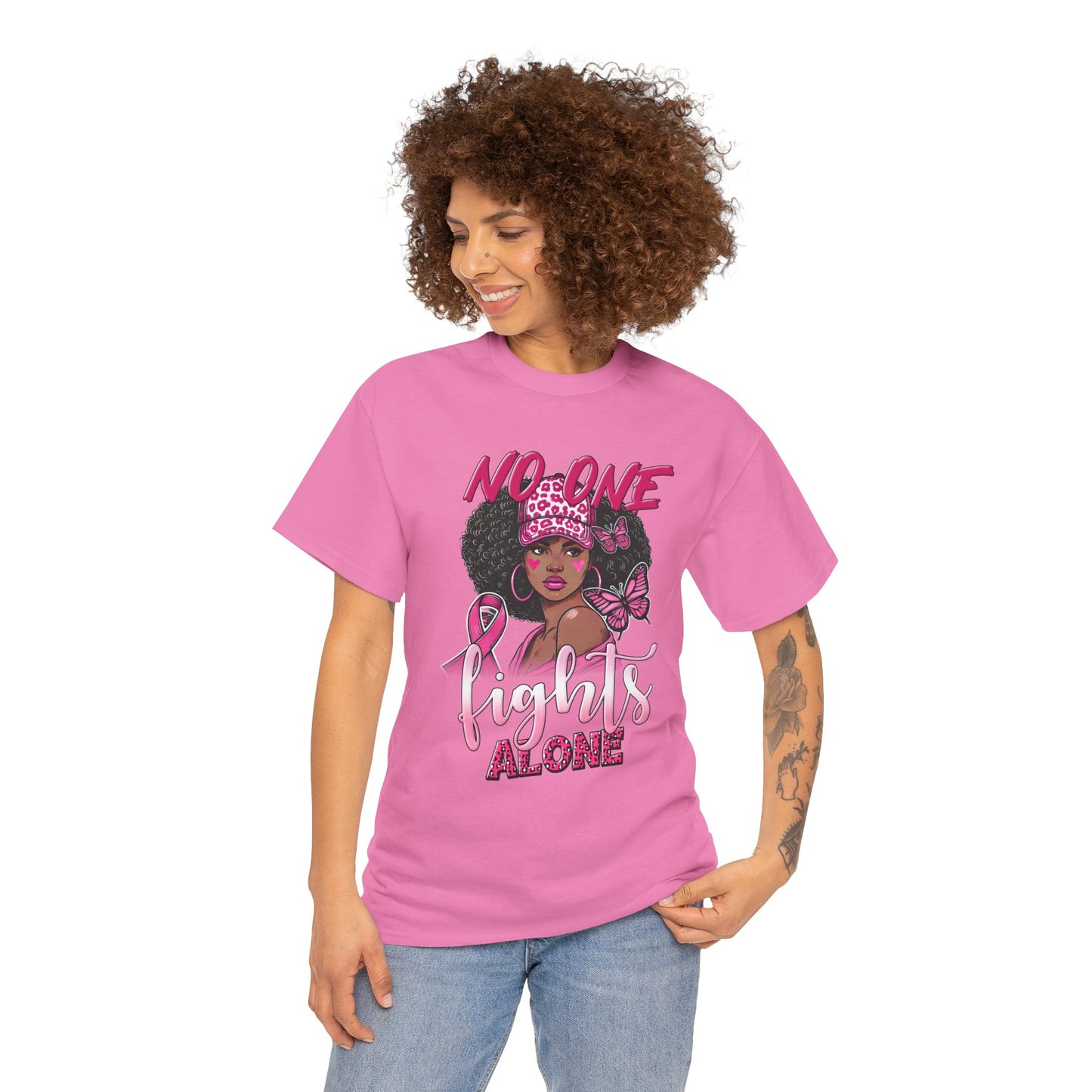 Empowerment Unisex Heavy Cotton Tee - "No One Fights Alone"