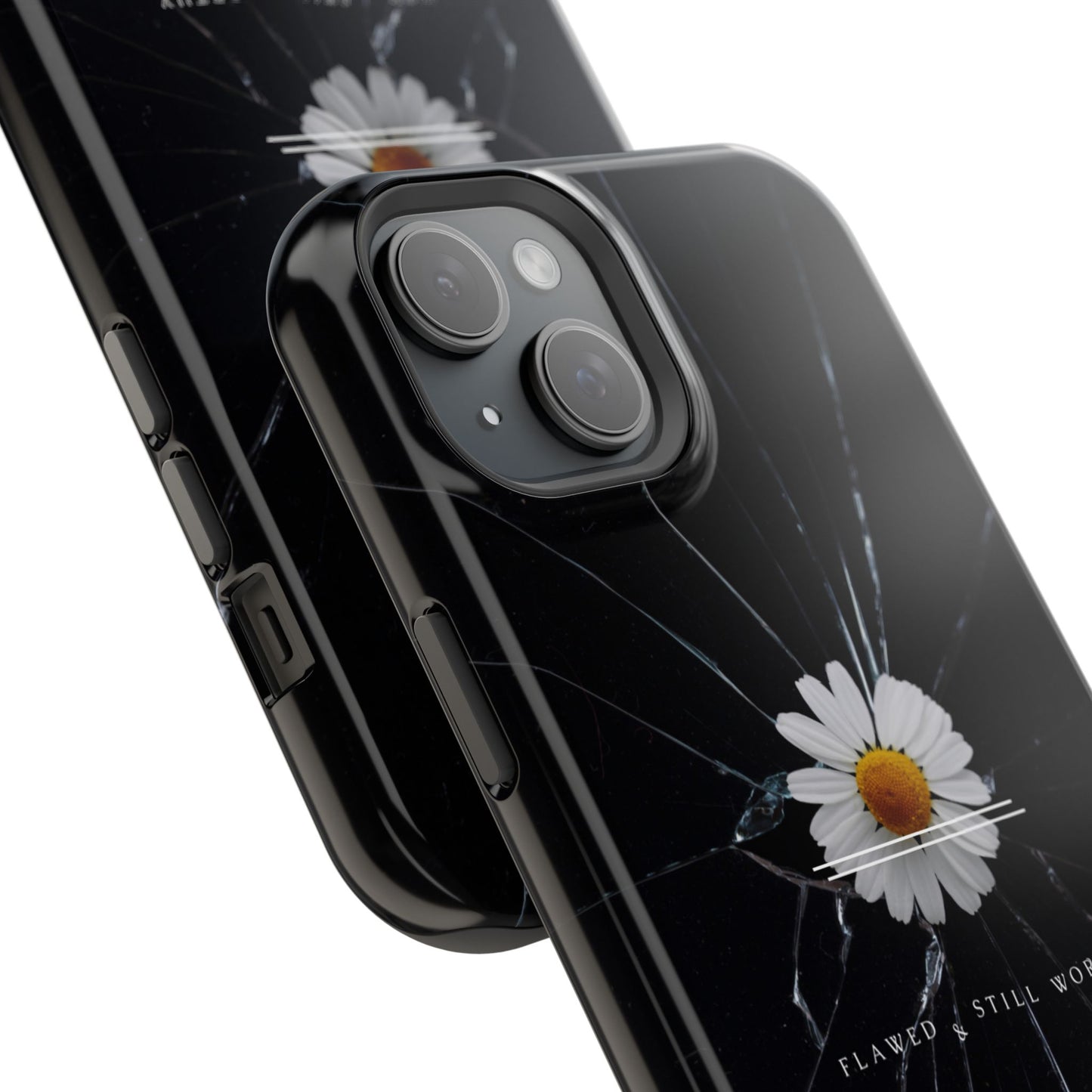 Flawed But Still Worthy Phone Case - Tough Cases, Inspirational Gift, Floral Design, Self-Love