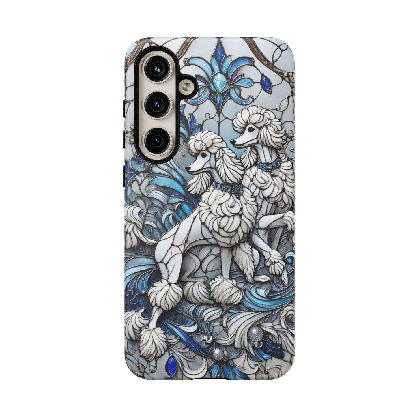 Phone Case - Elegant Blue and White Poodle Art for Samsung Phone